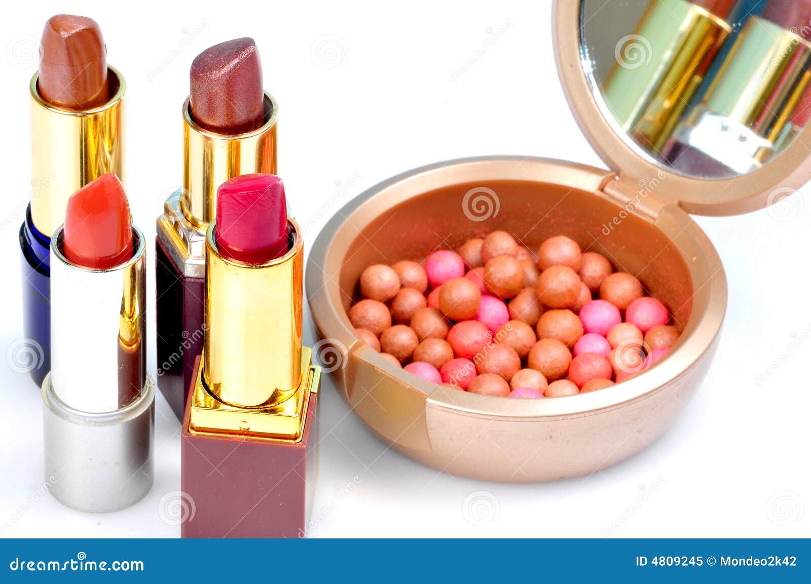 Lipsticks and makeup balls stock image. Image of attitude 4809245
