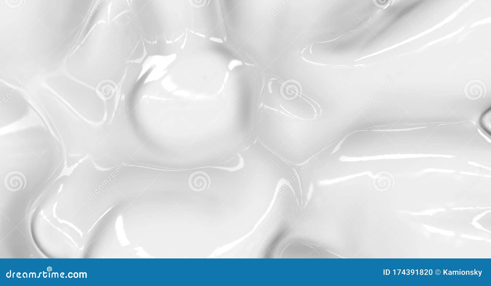 Liquid Abstract White Background. Smooth Glossy Texture 3D Rendering ...