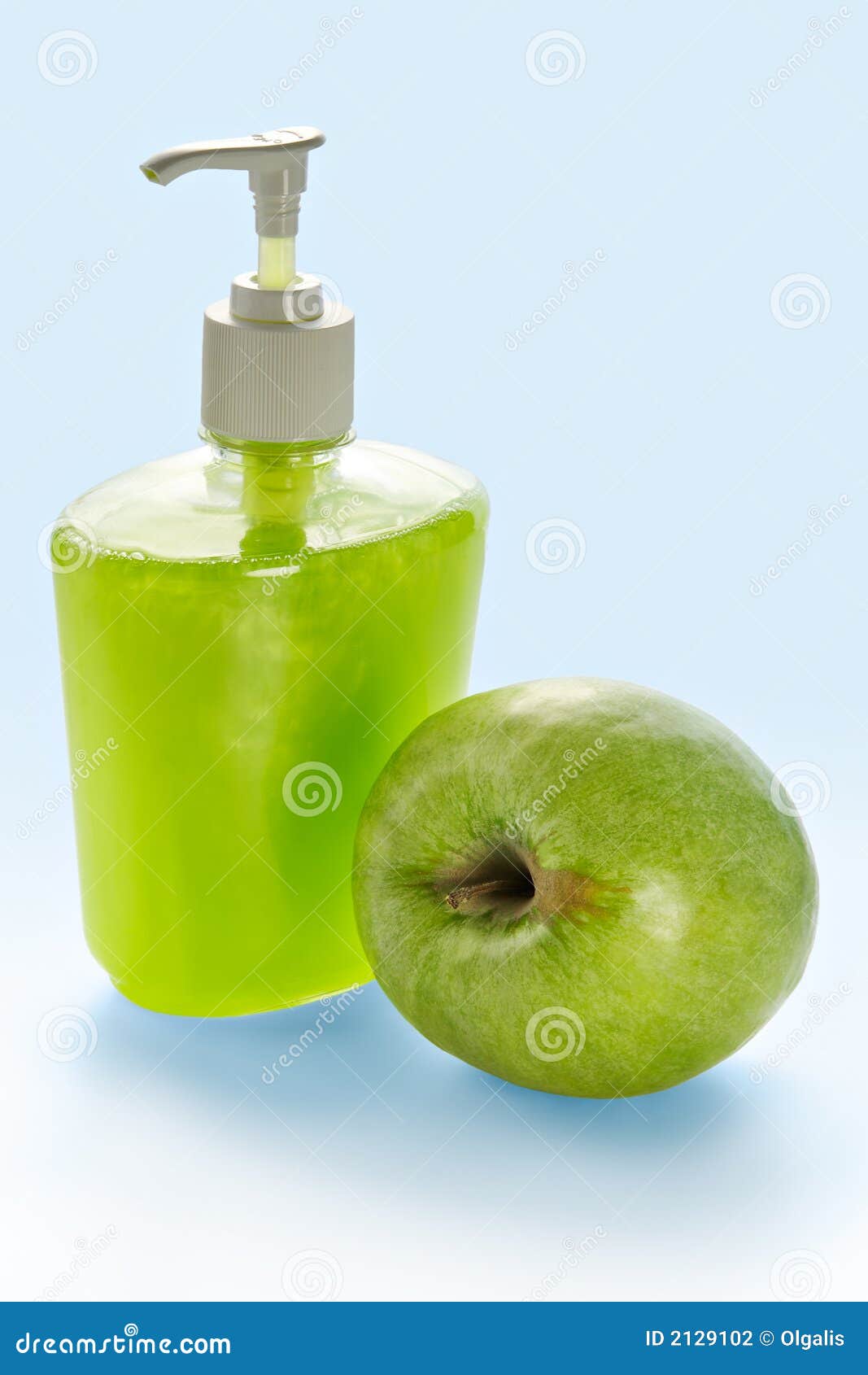 Liquid apple cream soap stock photo. Image of beauty, bottle 2129102