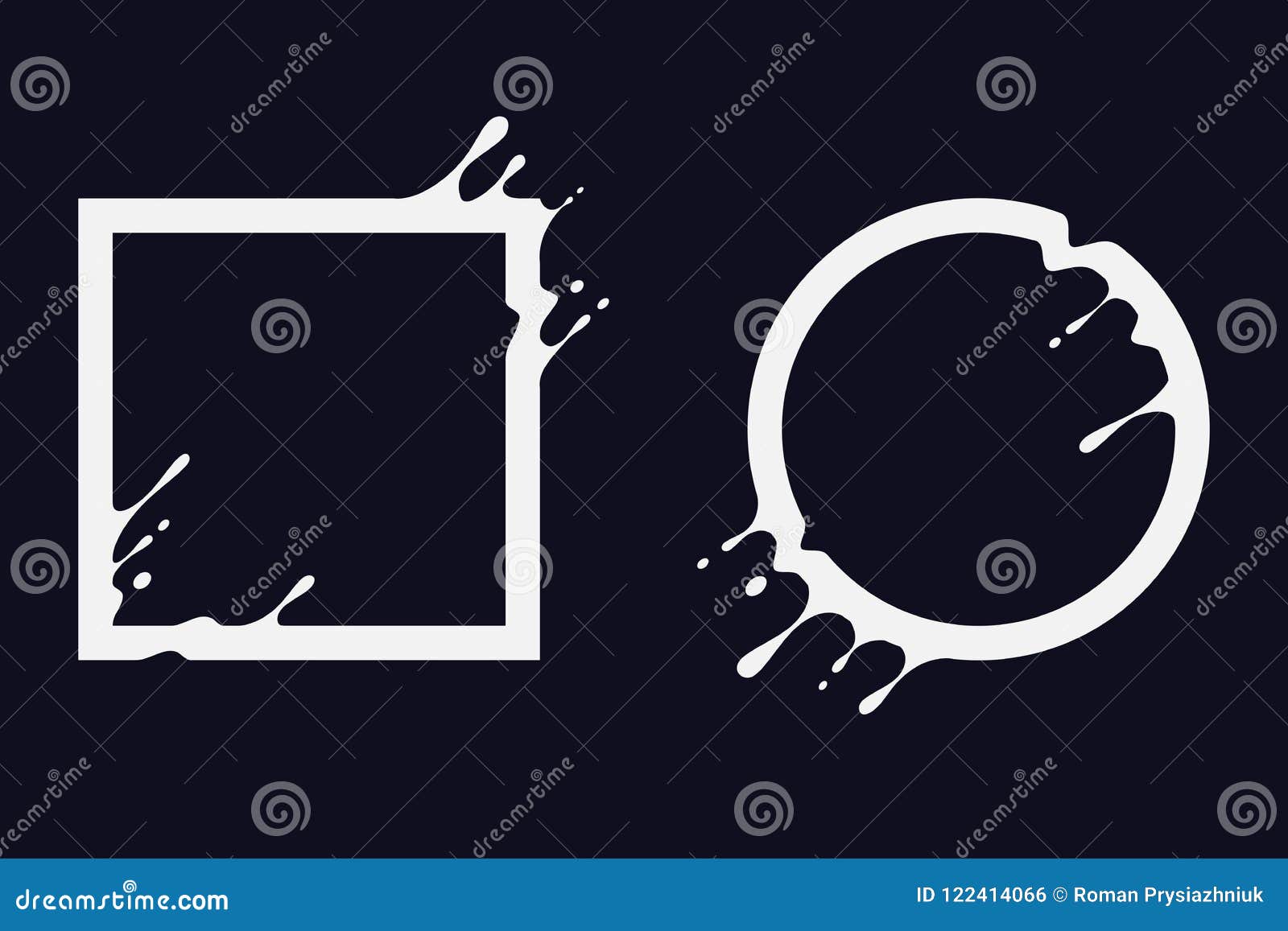 liquid circle and square. abstract s with splash and drops. flux effect  for logo, banner, poster. .