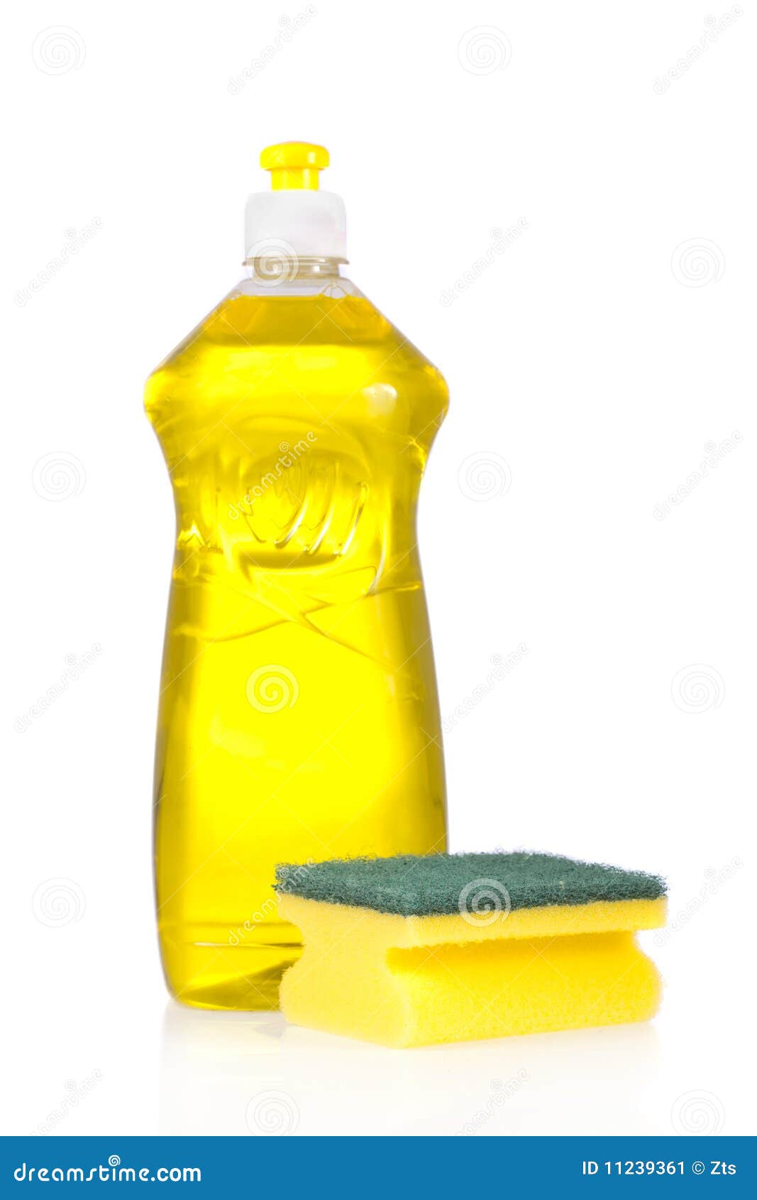 Liquid Detergent Bottle and Scouring Pad Stock Image Image of dish