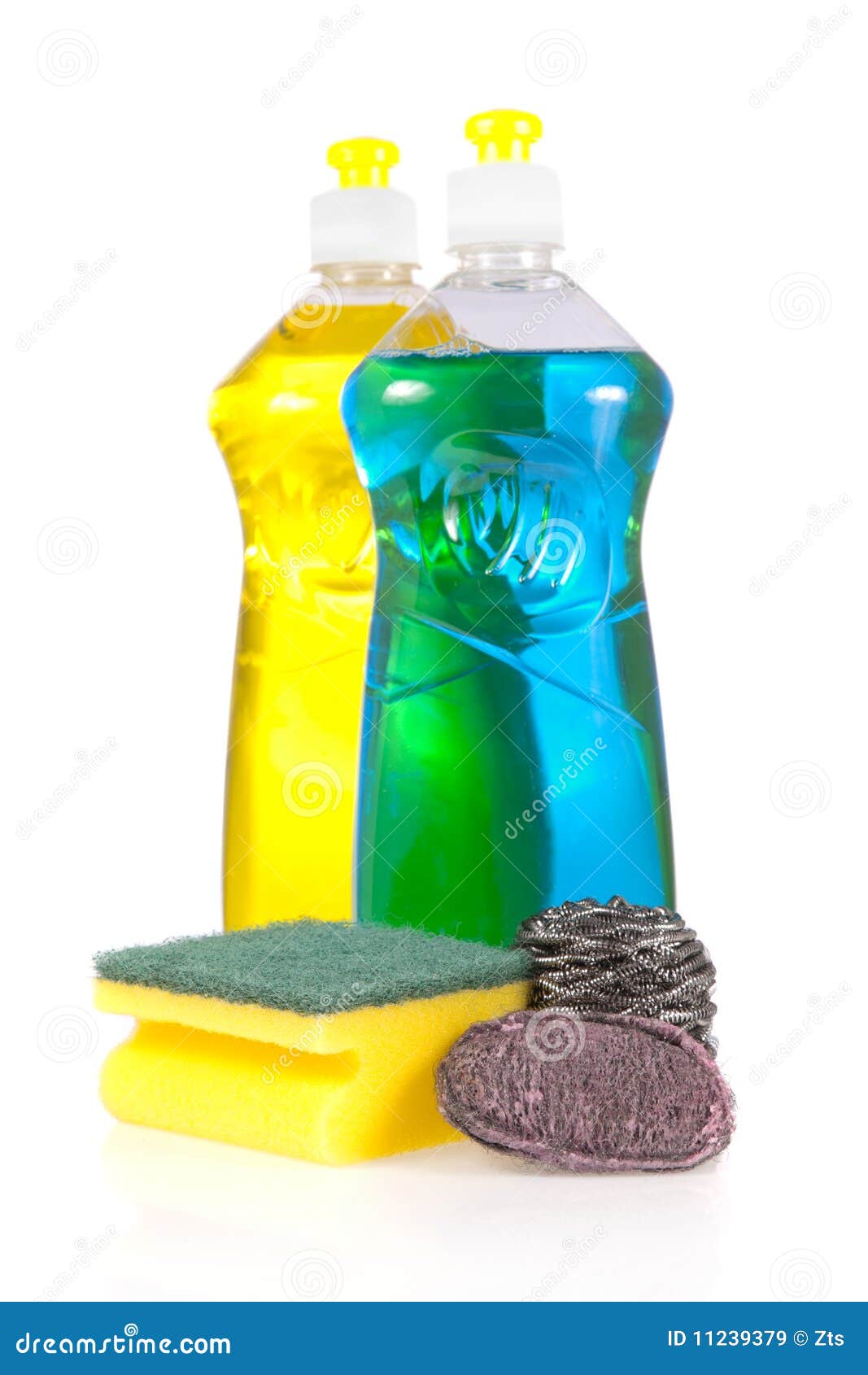 Liquid Detergent Bottles with Scouring Pads Stock Image Image of