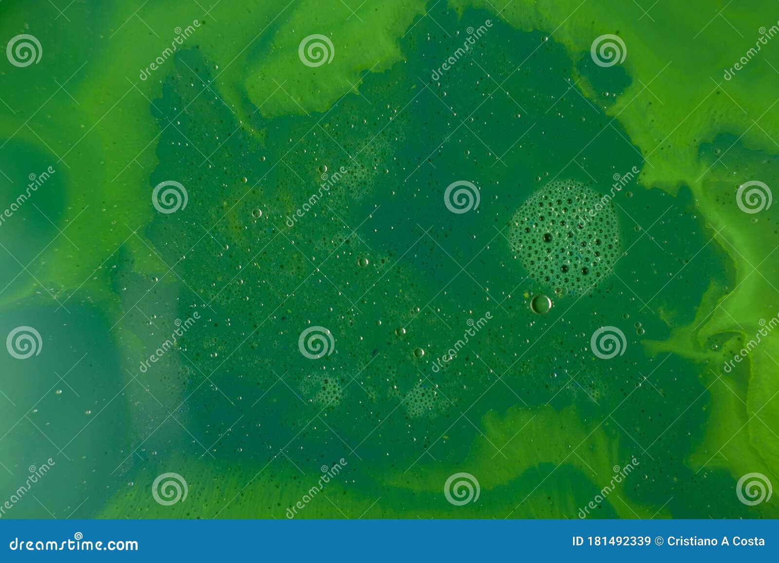 liquid green background with bubbles