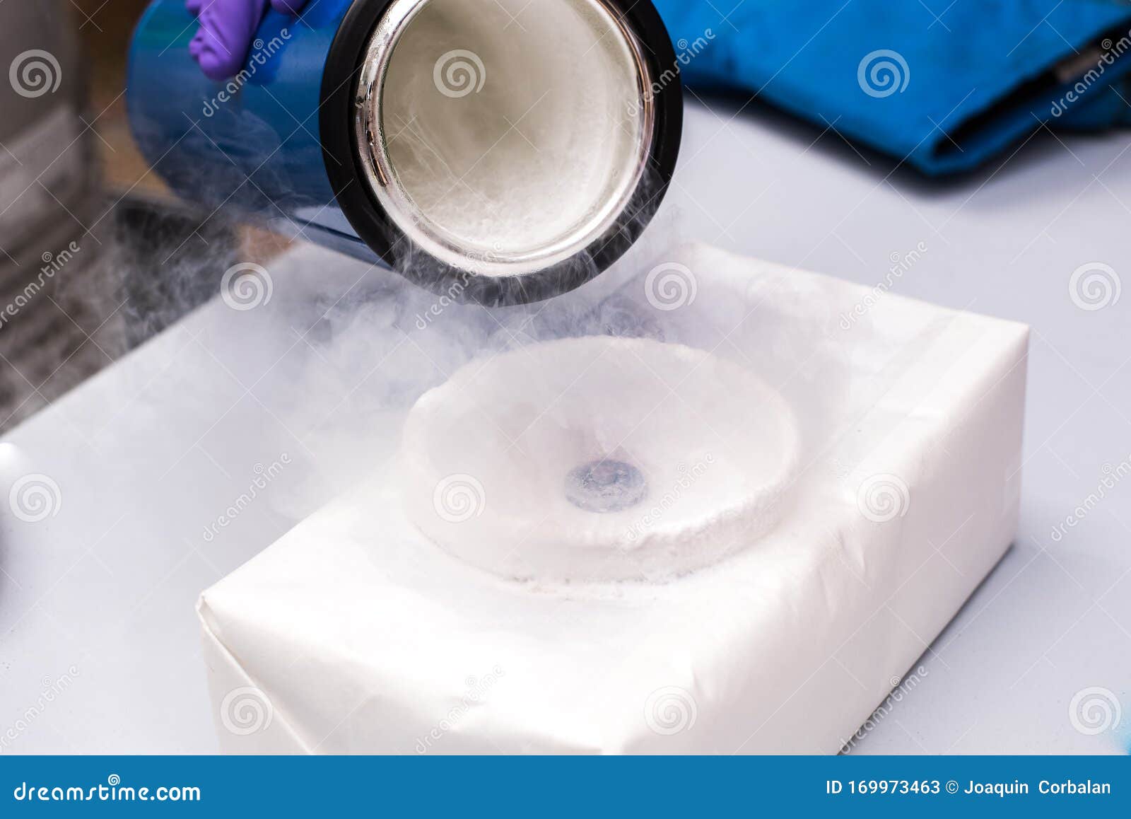 Liquid Nitrogen Poured for an Experiment Stock Image Image of compressed, smoke 169973463