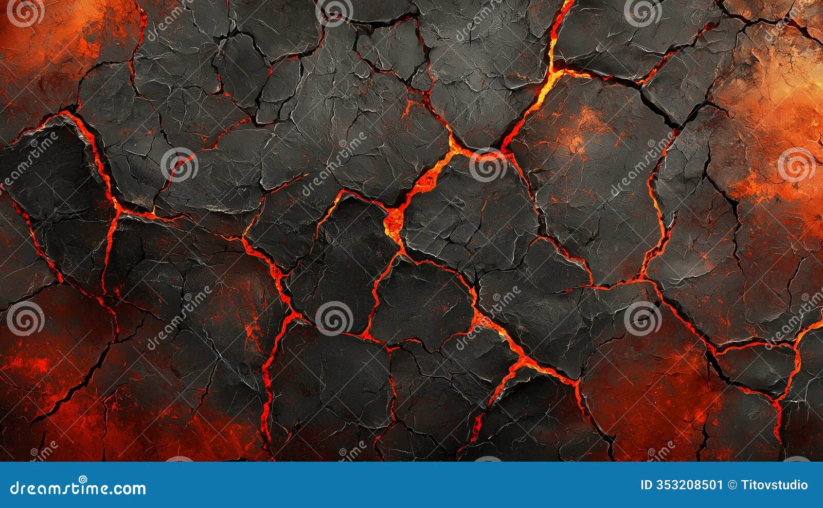 liquid red-hot lava flows on the ground