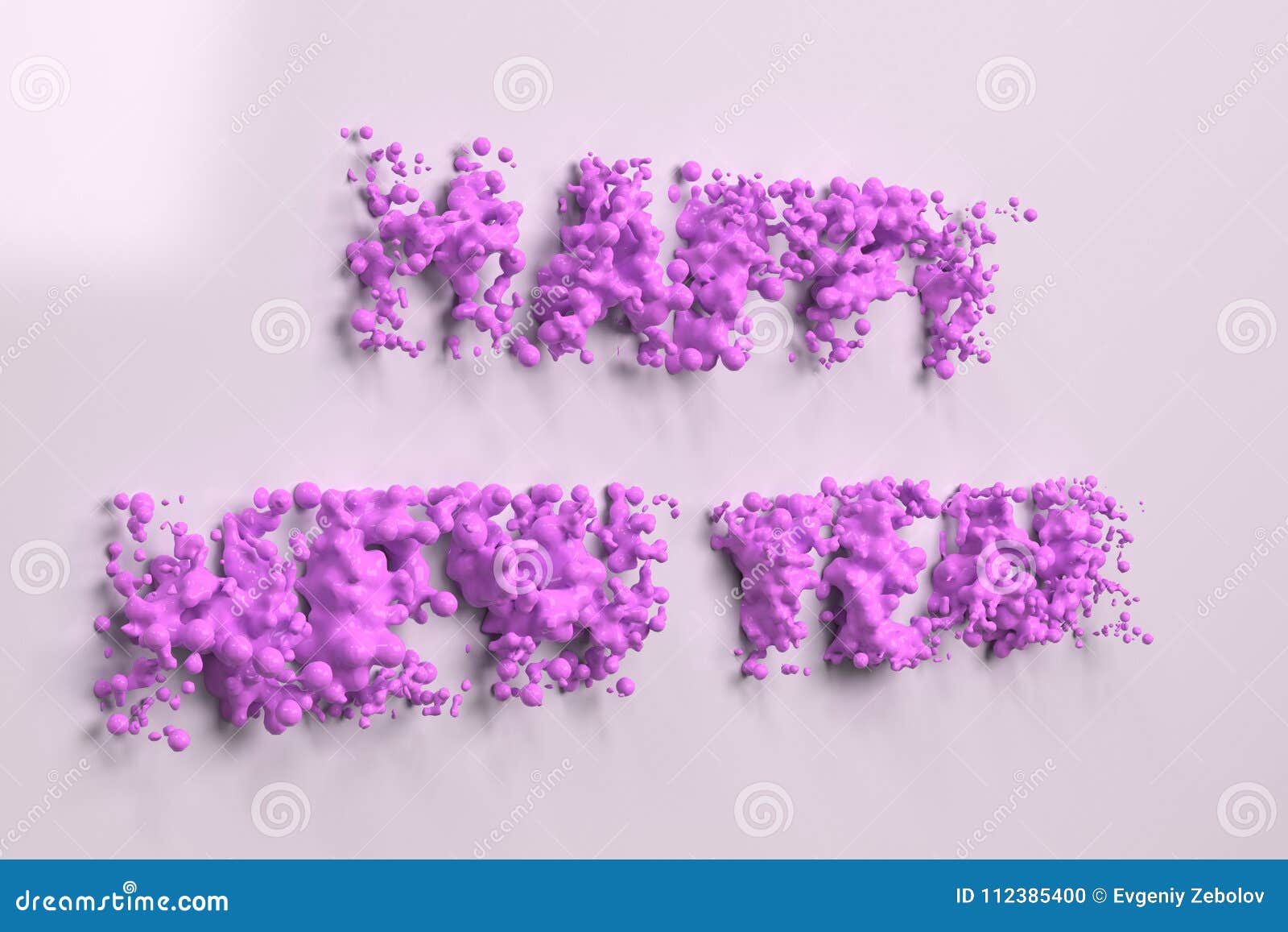 Download Liquid Violet Happy New Year Words With Drops White Background Stock Illustration Illustration
