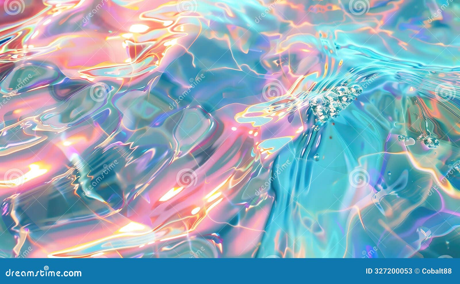 liquid wavy iridescence background, shiny opalescence water waves as beautiful romantic wallpaper