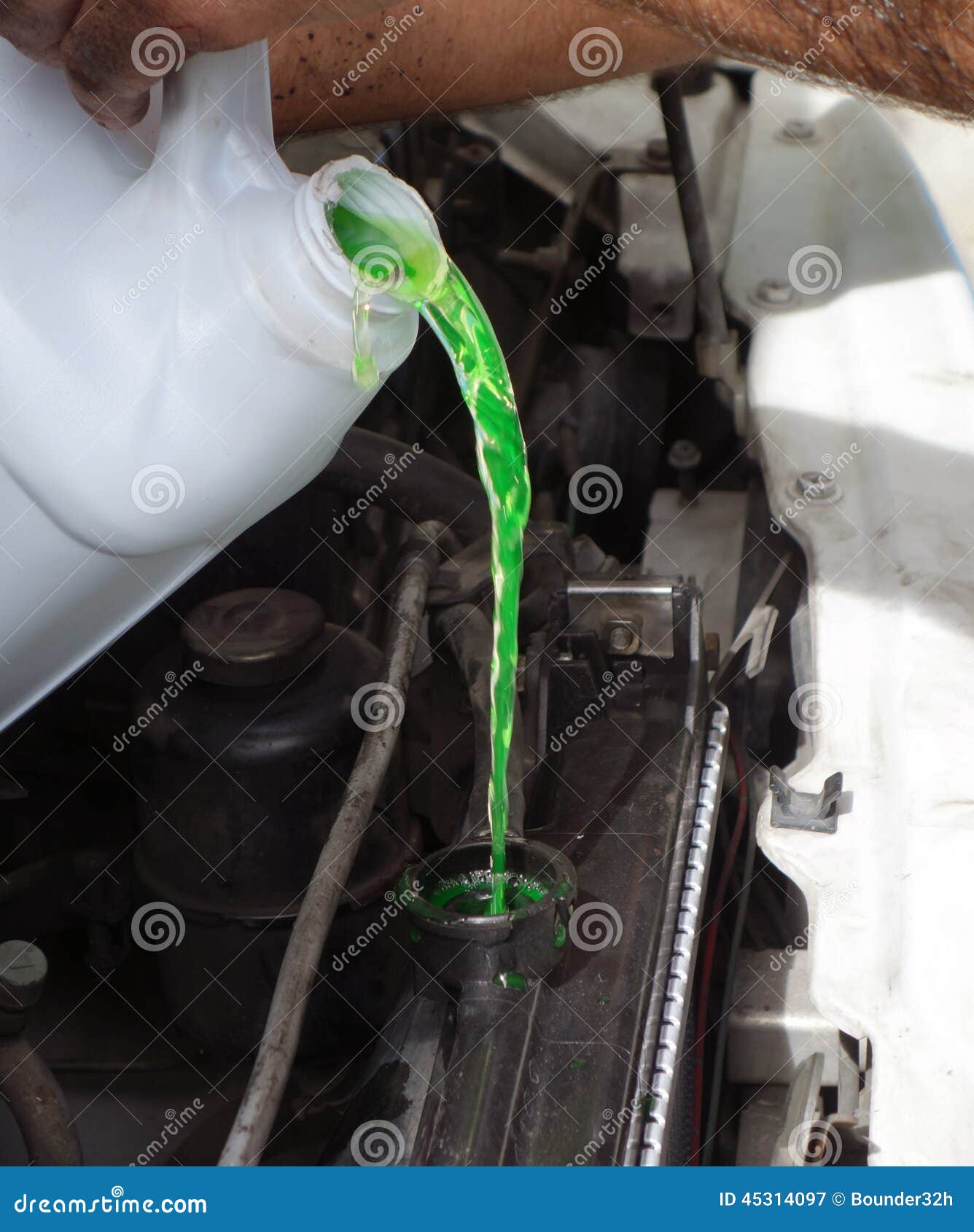 Liquido Refrigerante Di Versamento Del Motore in Un'automobile Immagine  Stock - Immagine di plastica, motore: 45314097