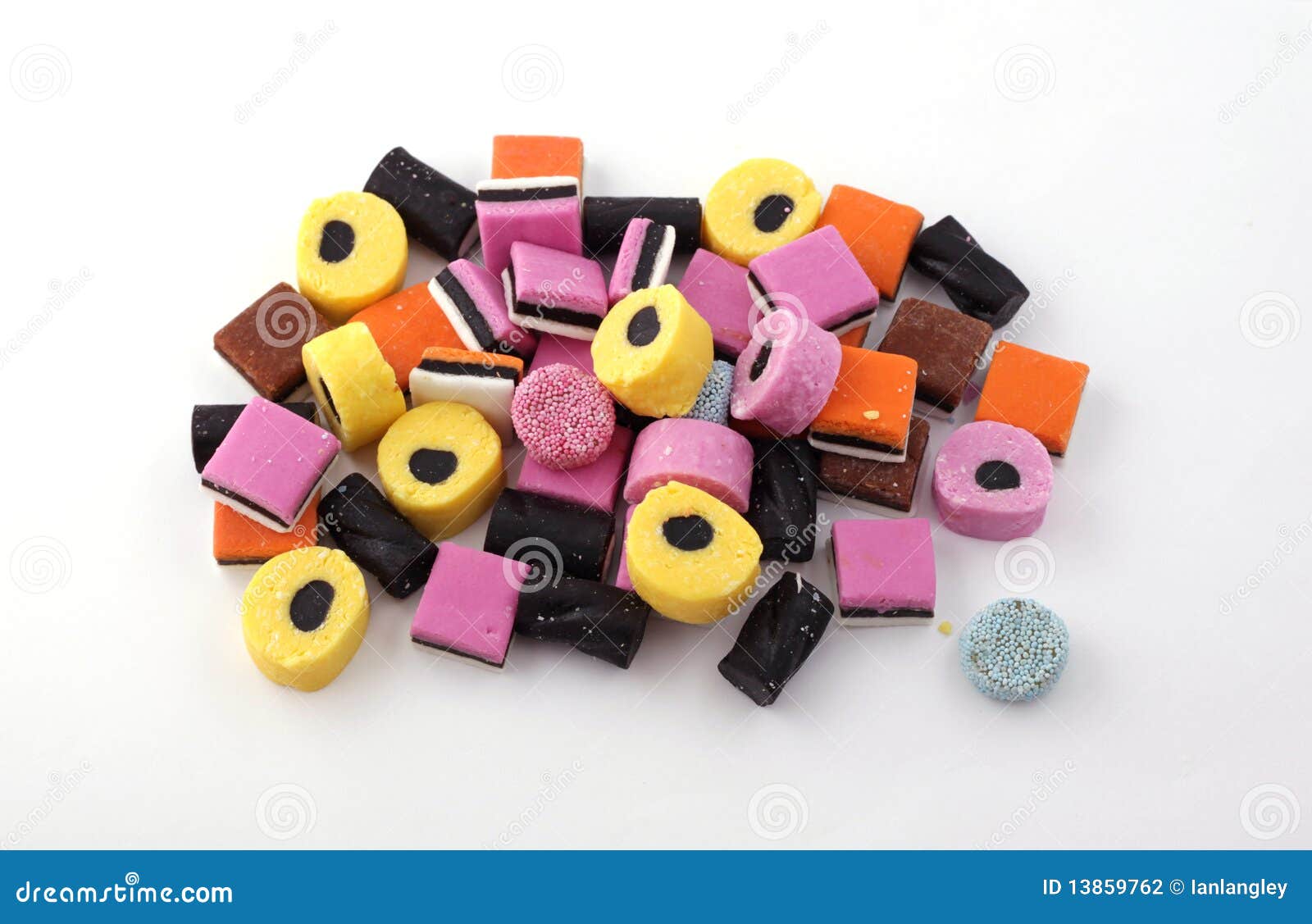 Liquorice Allsorts Sweets With Jelly Sugar Sweets And Beans With Milk
