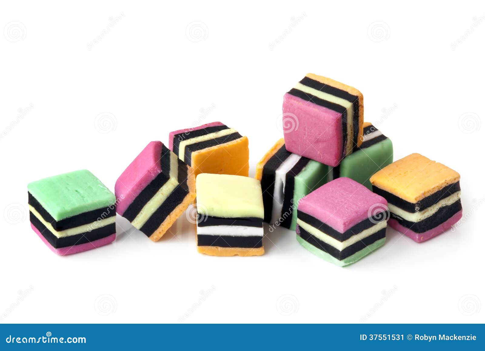 Liquorice Allsorts Isolated on White Stock Image Image of scattered