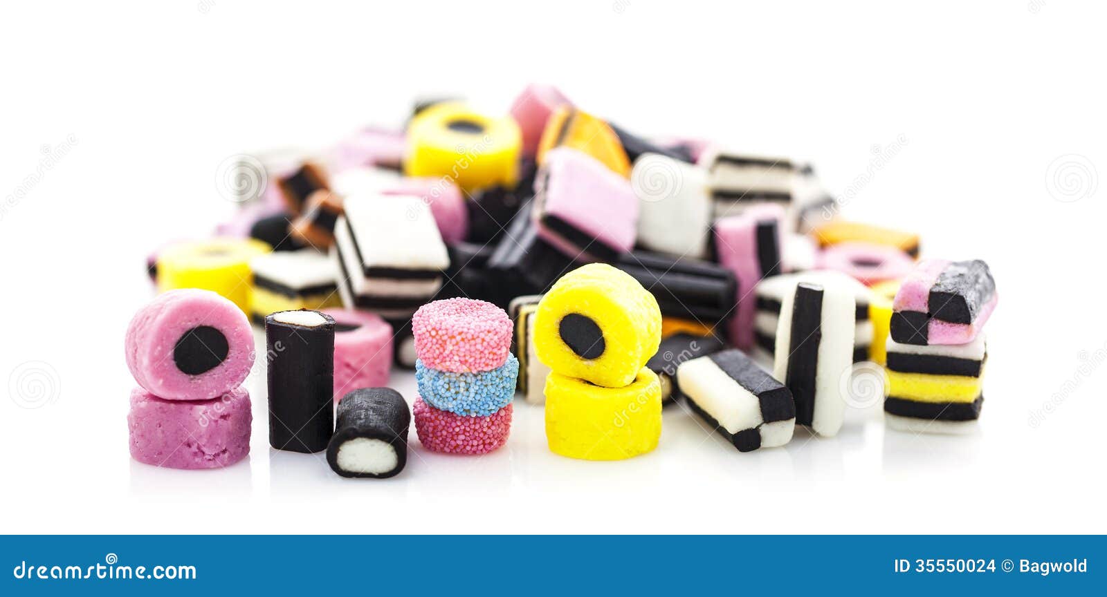 Liquorice Allsorts Sweets With Jelly Sugar Sweets And Beans With Milk