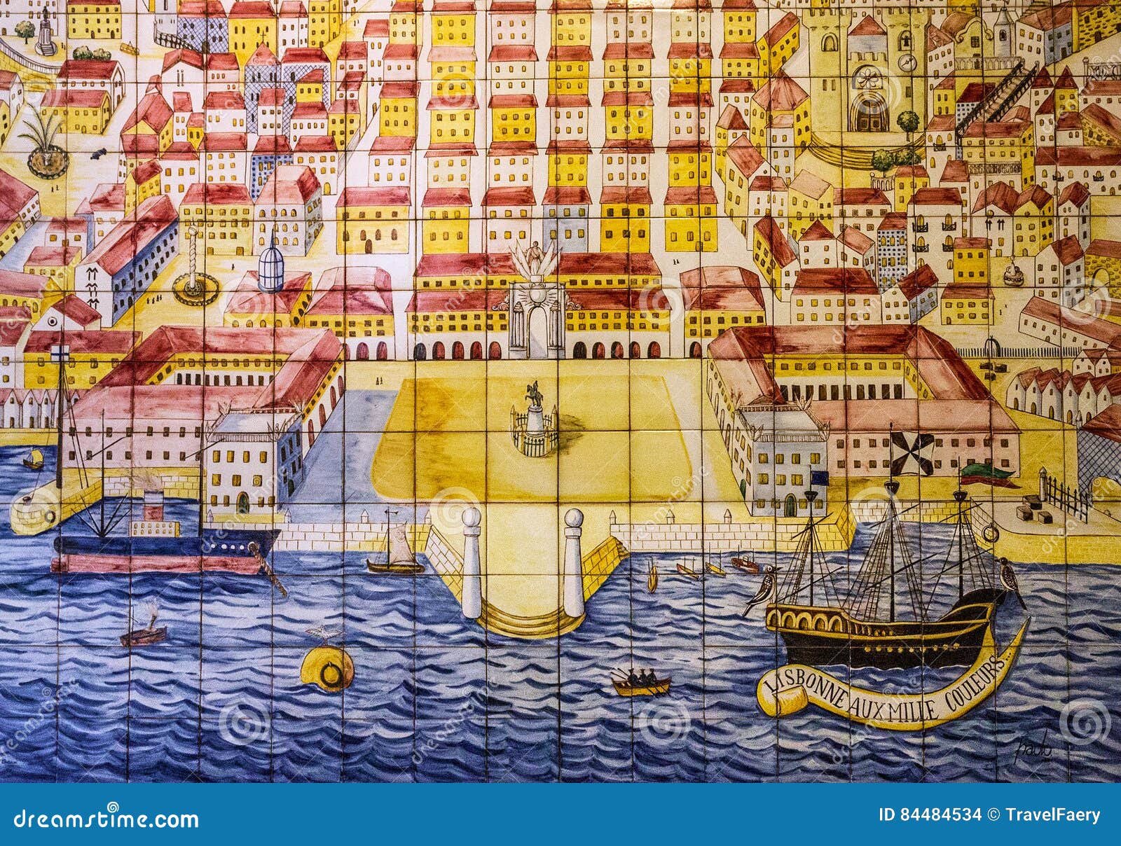 Lisbon in Portugal. Ancient Ceramic Tile, Museum Azulejo Editorial