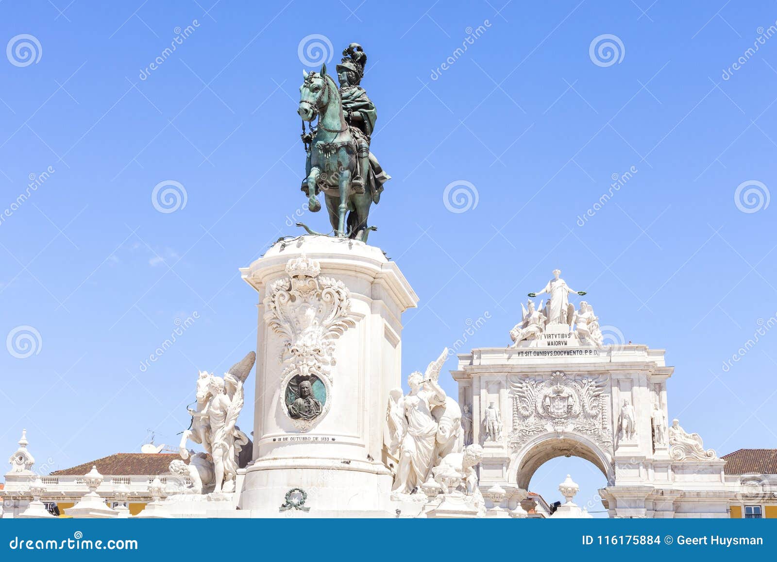 lisbon, portugal - july 10, 2017. statue of king jose at praca d