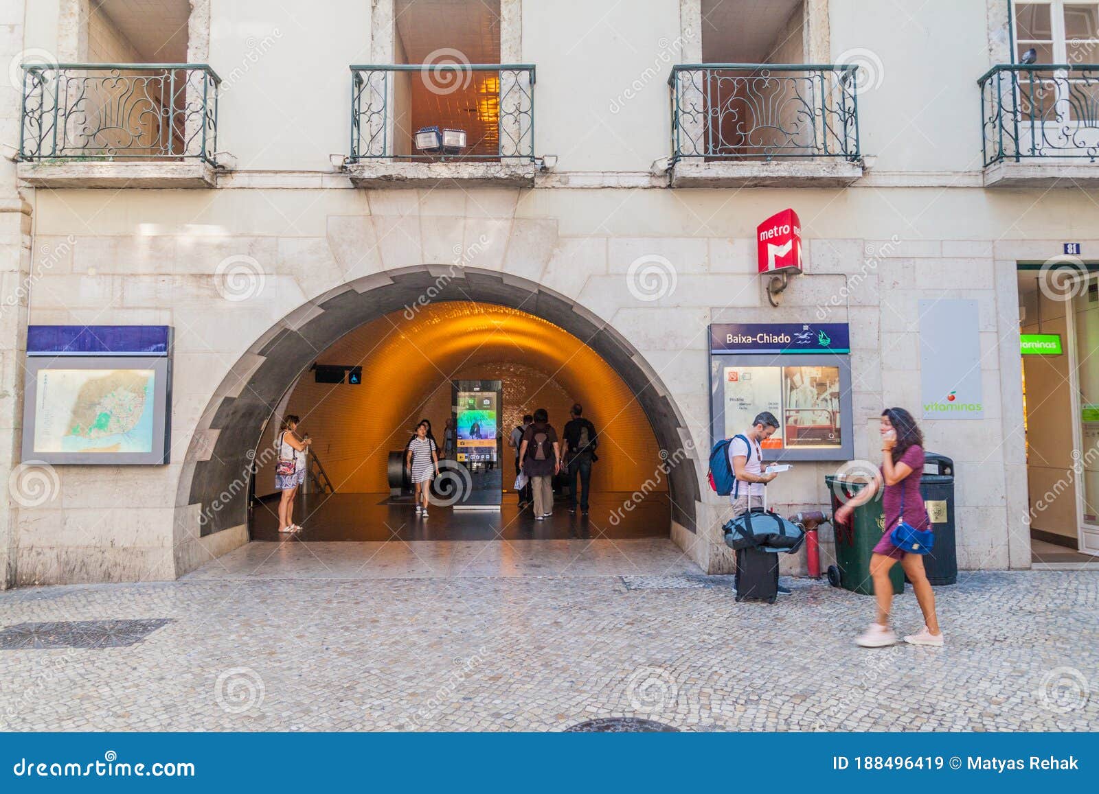 LISBON, PORTUGAL - OCTOBER 8, 2017: Entrance of the Baixa-Chiado Metro  Station in Lisbon, Portug Editorial Stock Image - Image of station,  commuters: 188496419