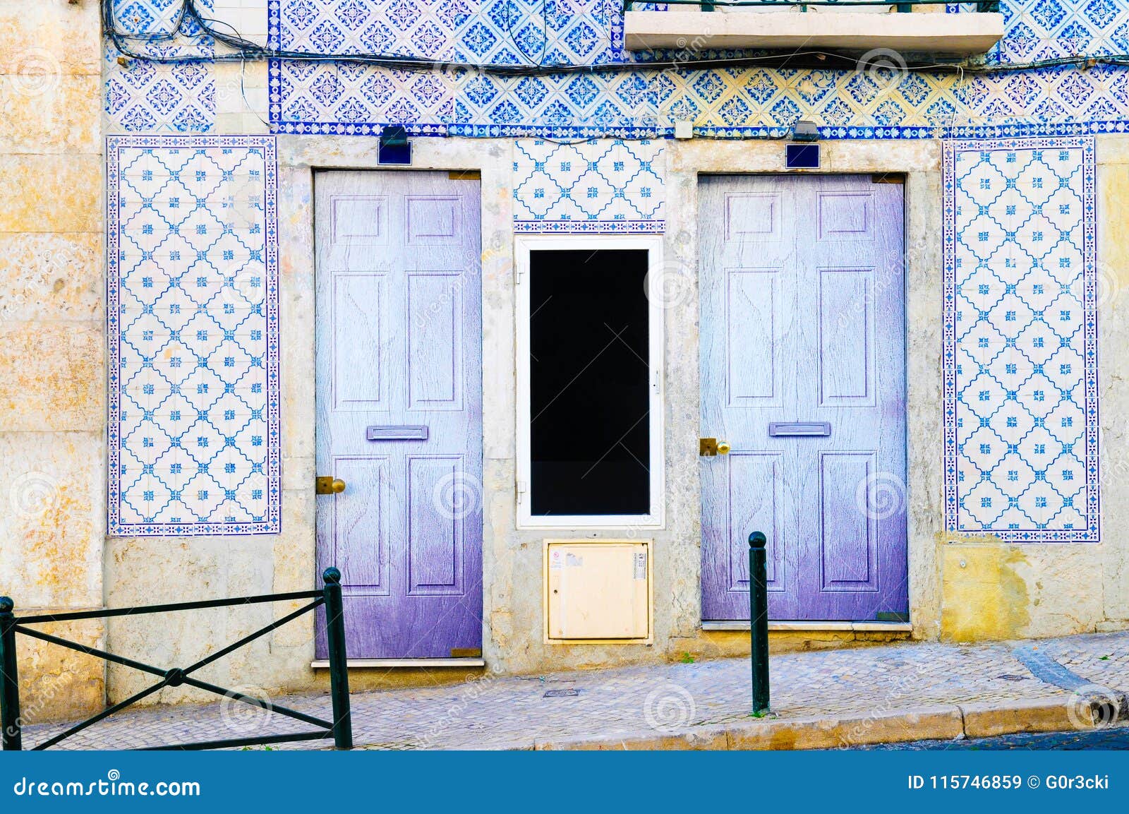 Travel Lisbon Traditional Azulejos Facade Building Blue