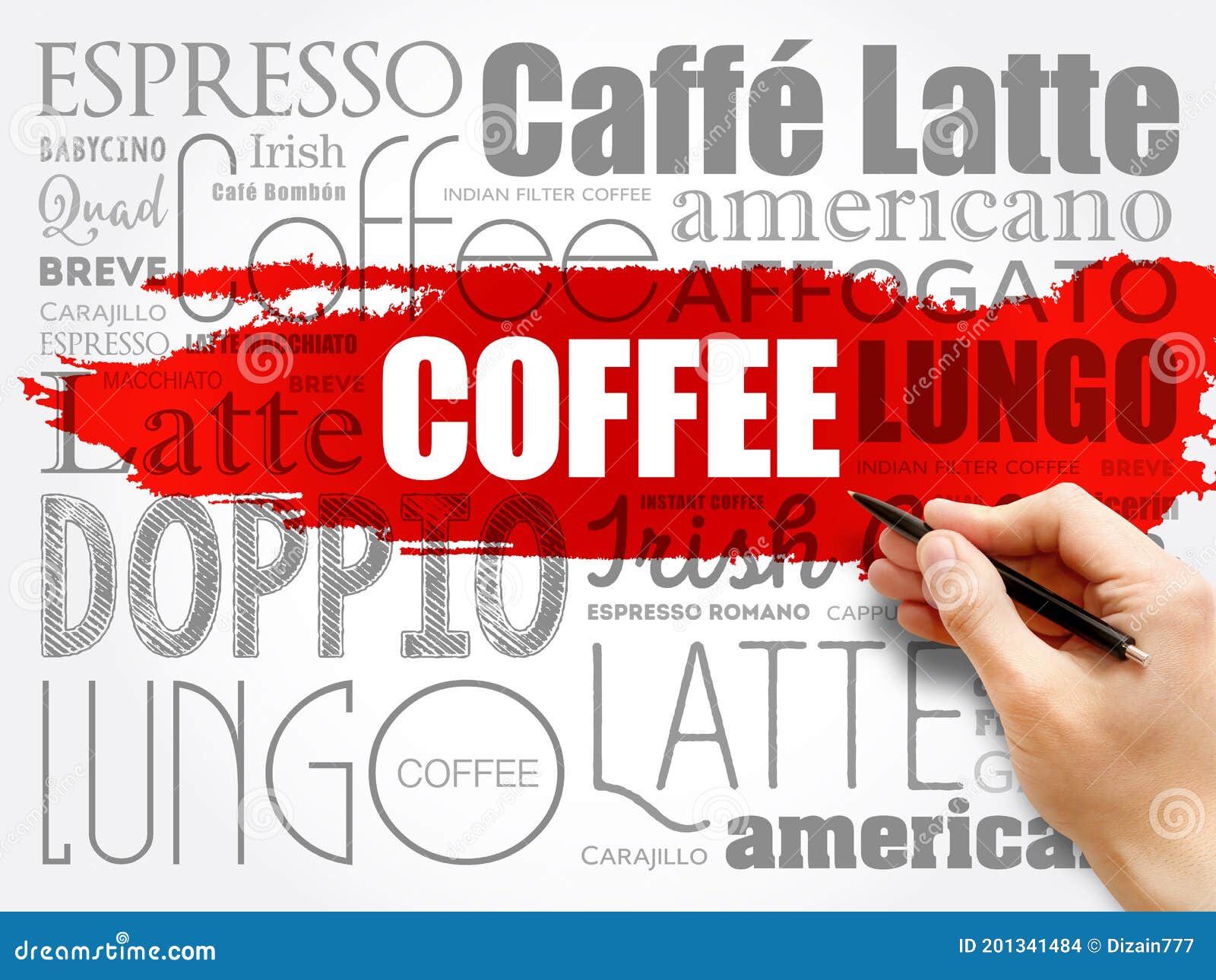 List of Coffee Drinks Words Cloud Collage Stock Photo Image of