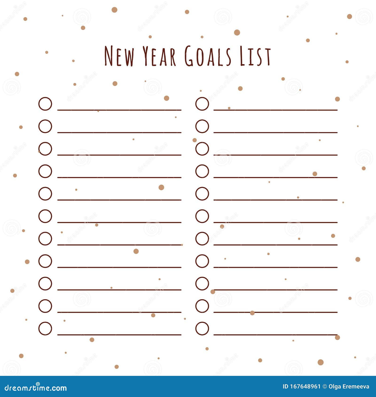 List of New Years Goals stock illustration. Illustration of lettering