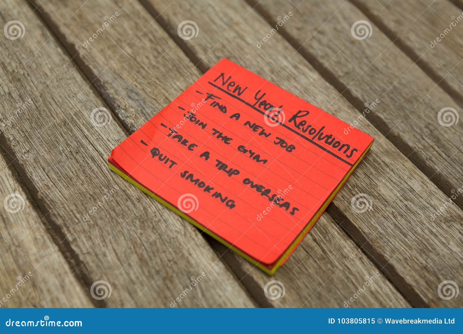 list of new years resolution written on sticky notes