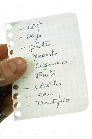 Lista De Compra De Comida Escrita En Franc s Stock De Ilustraci n 