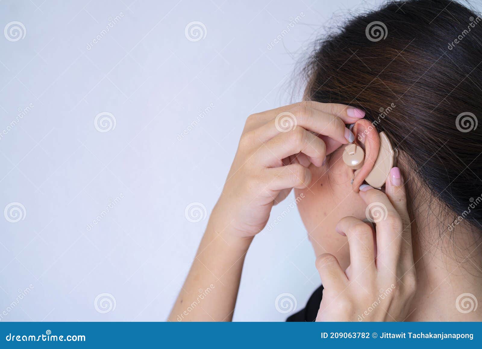 Listening Concept Woman Shook Her Hand Near The Ear And Listened