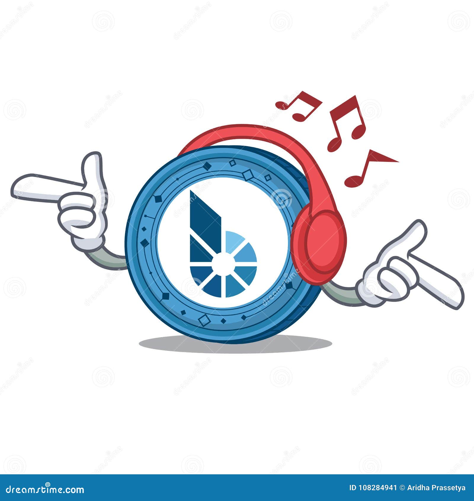 Listening Music BitShares Coin Mascot Cartoon Stock Vector ...