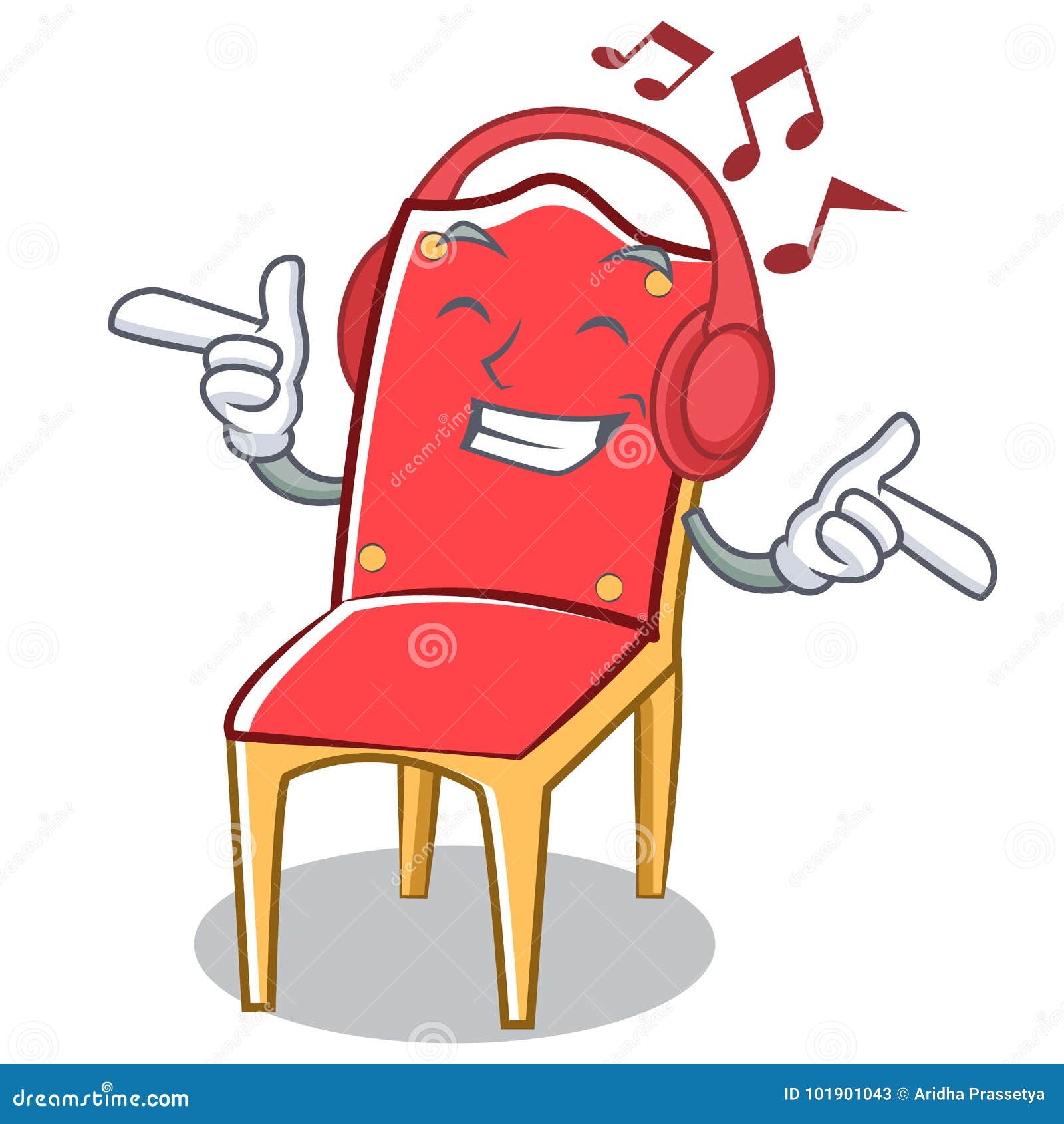 Listening Music Chair Character Cartoon Collection Stock Vector ...