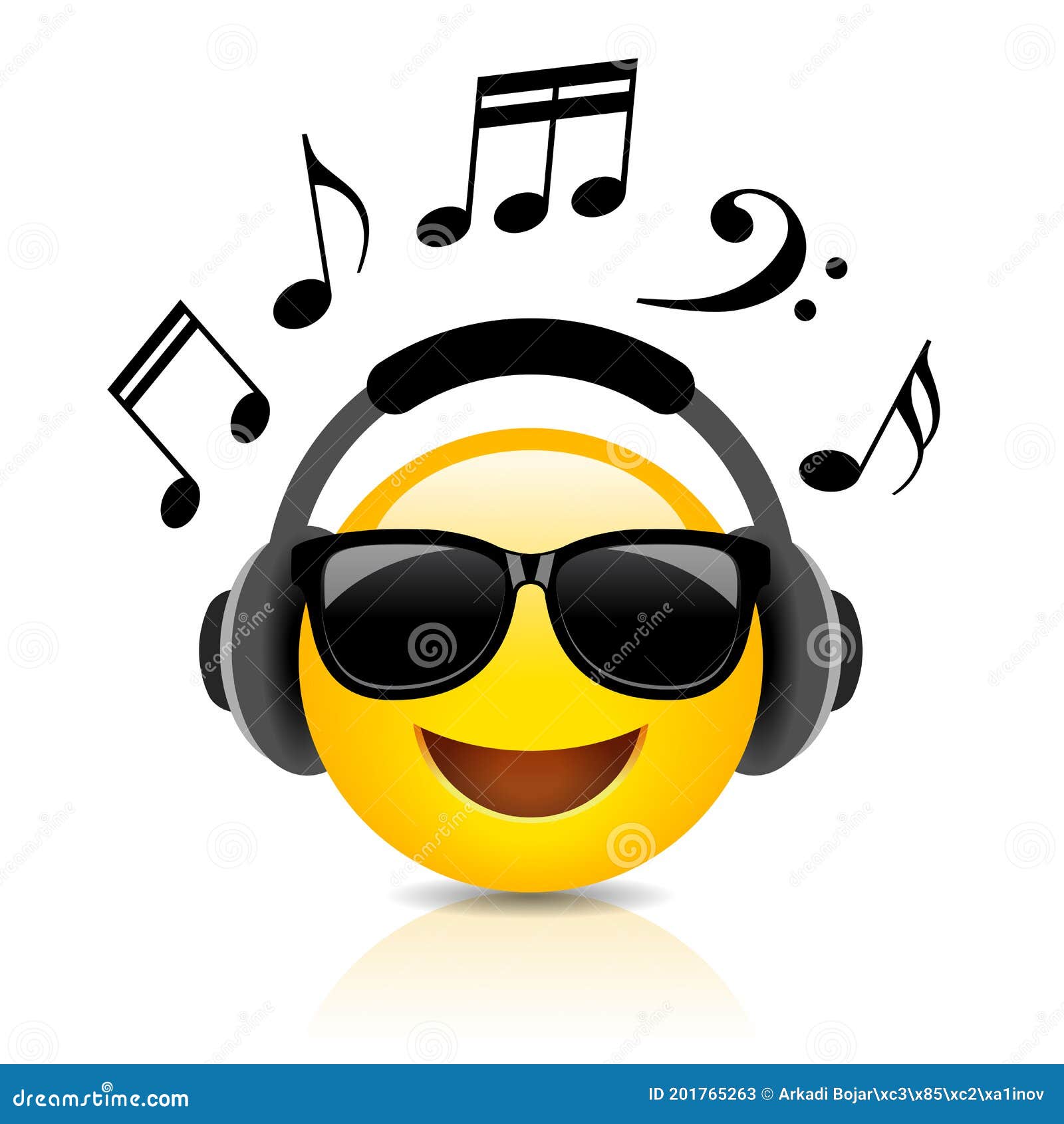 Listening Music Emoji Cartoon Stock Vector - Illustration of clubber,  comics: 201765263