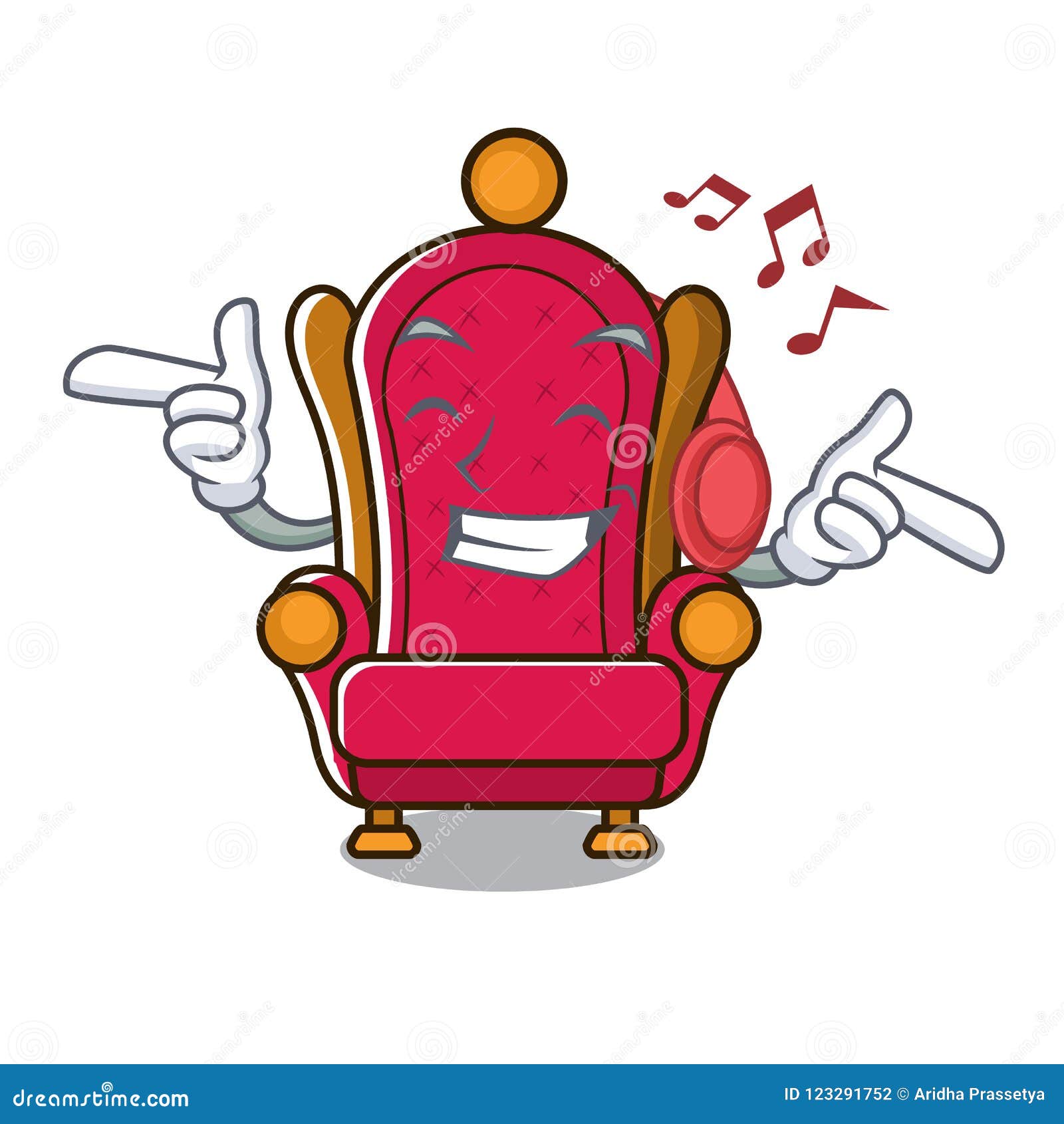 Listening Music King Throne Mascot Cartoon Stock Vector - Illustration ...
