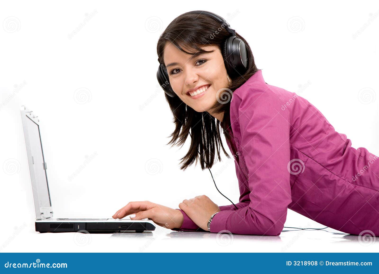 Listening Music on a Laptop Stock Photo Image of meeting, chatting