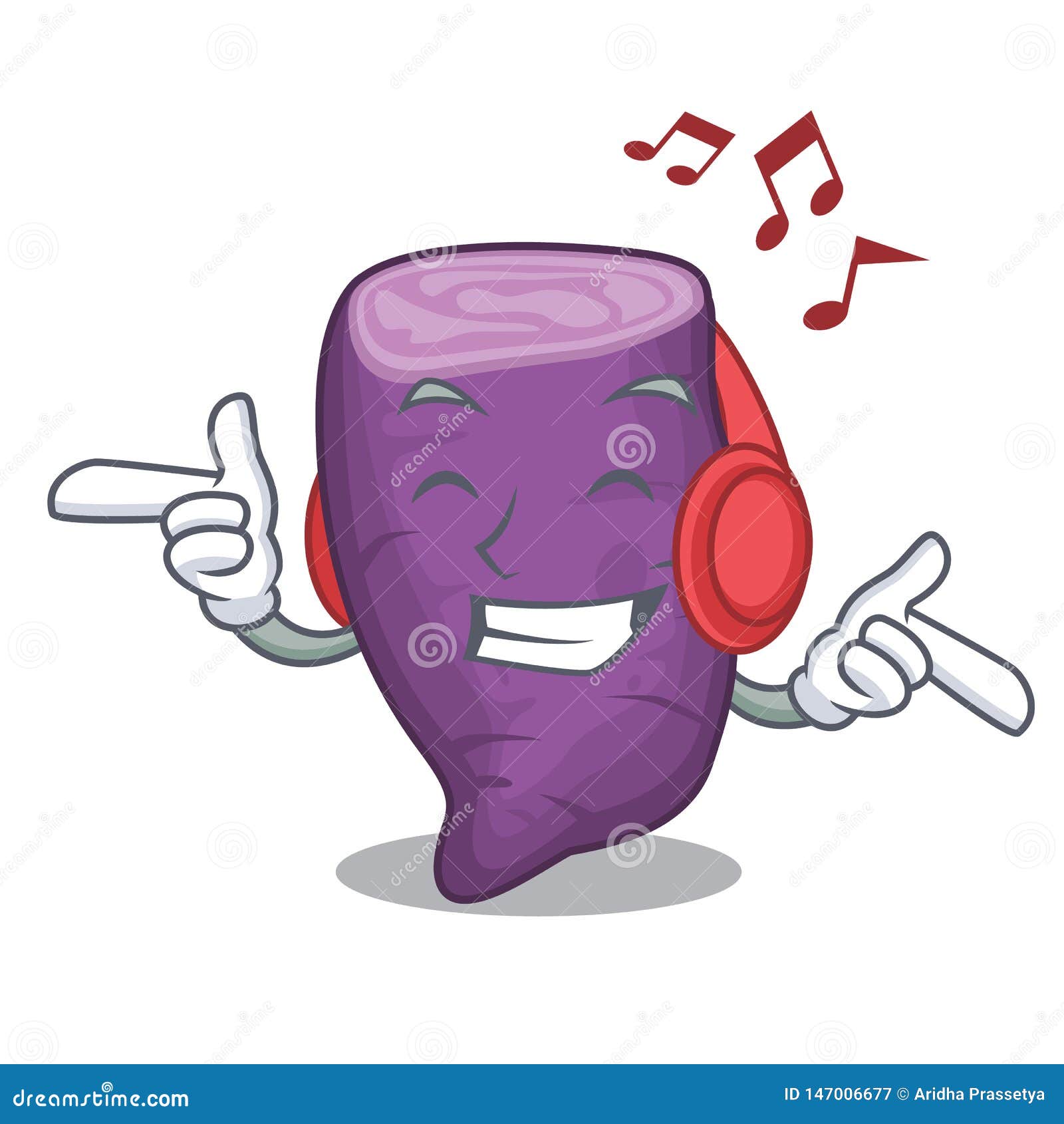 Listening Music Purple Sweet Potato In Mascot Basket Stock - patao song roblox id