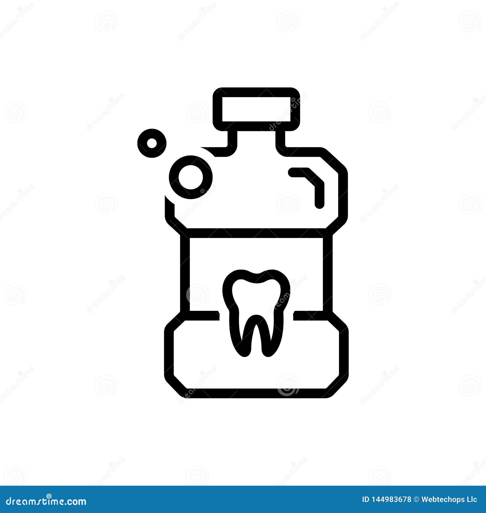 Black Line Icon for Listerine, Mouthwash and Bottle Stock Vector