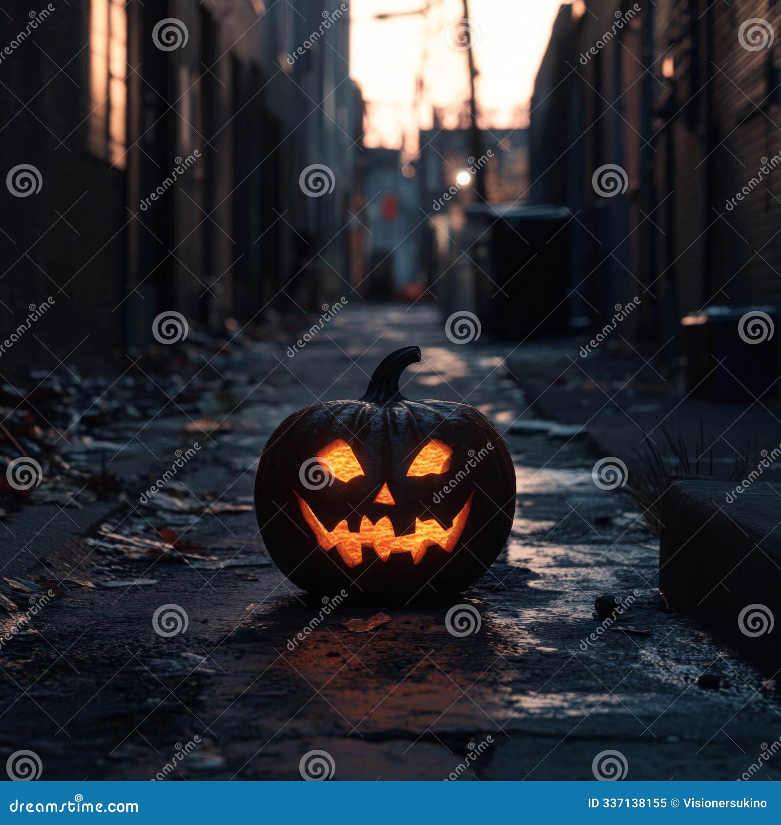 A Lit JackO Lantern in a