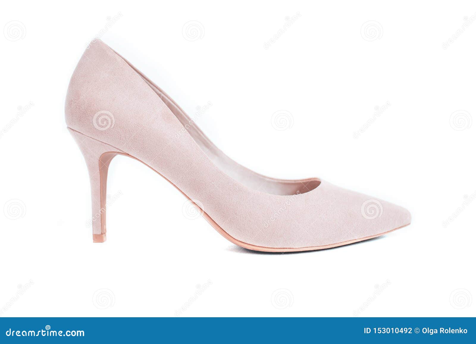 Lite Pink Ladies Hill Shoe Isolated White Stock Photo - Image of object ...