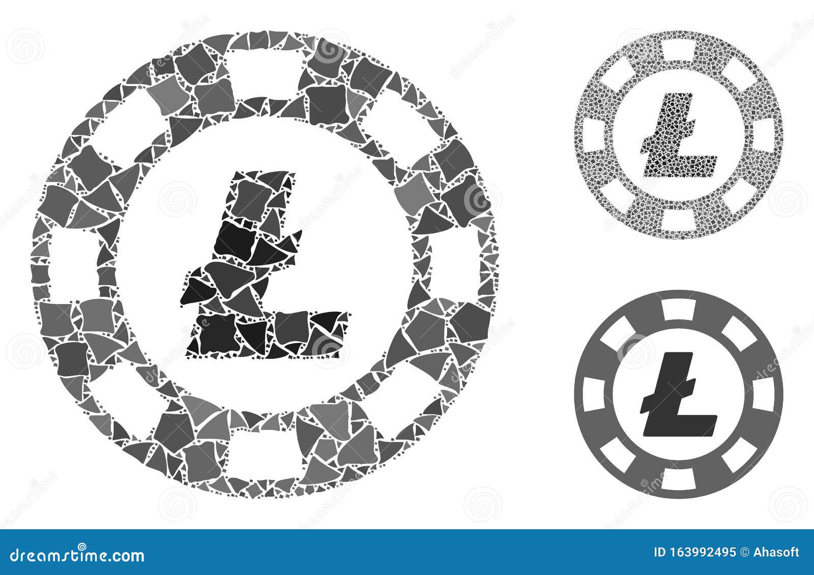 litecoin casino chip mosaic icon of humpy parts