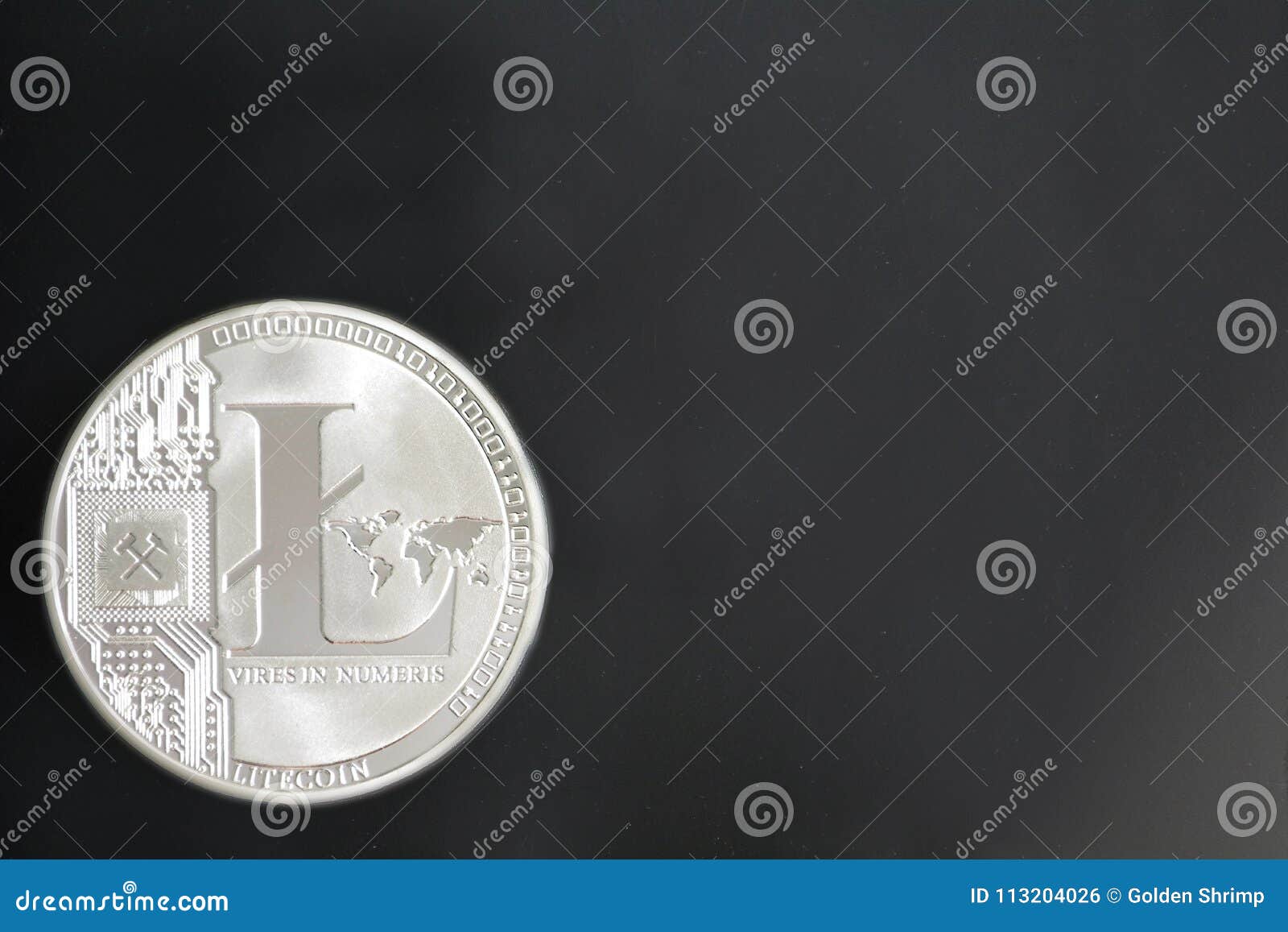 Litecoin, LTC, A Cryptocurrency Coin Isolated On Black ...