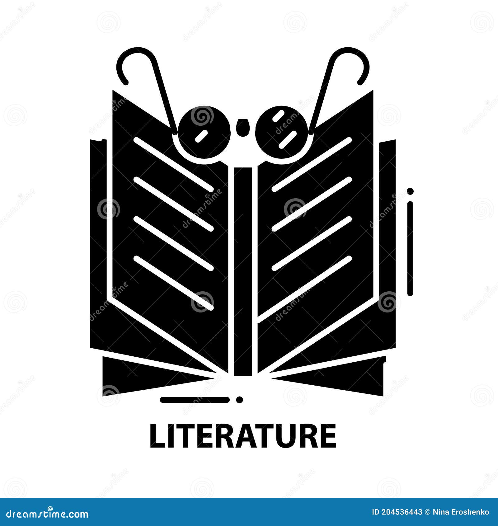 Literature Icon, Black Vector Sign with Editable Strokes, Concept ...