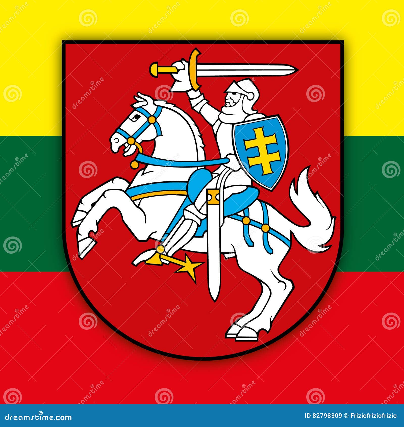 Download Lithuania Coat Of Arms And Flag Stock Vector - Illustration of european, vilnius: 82798309