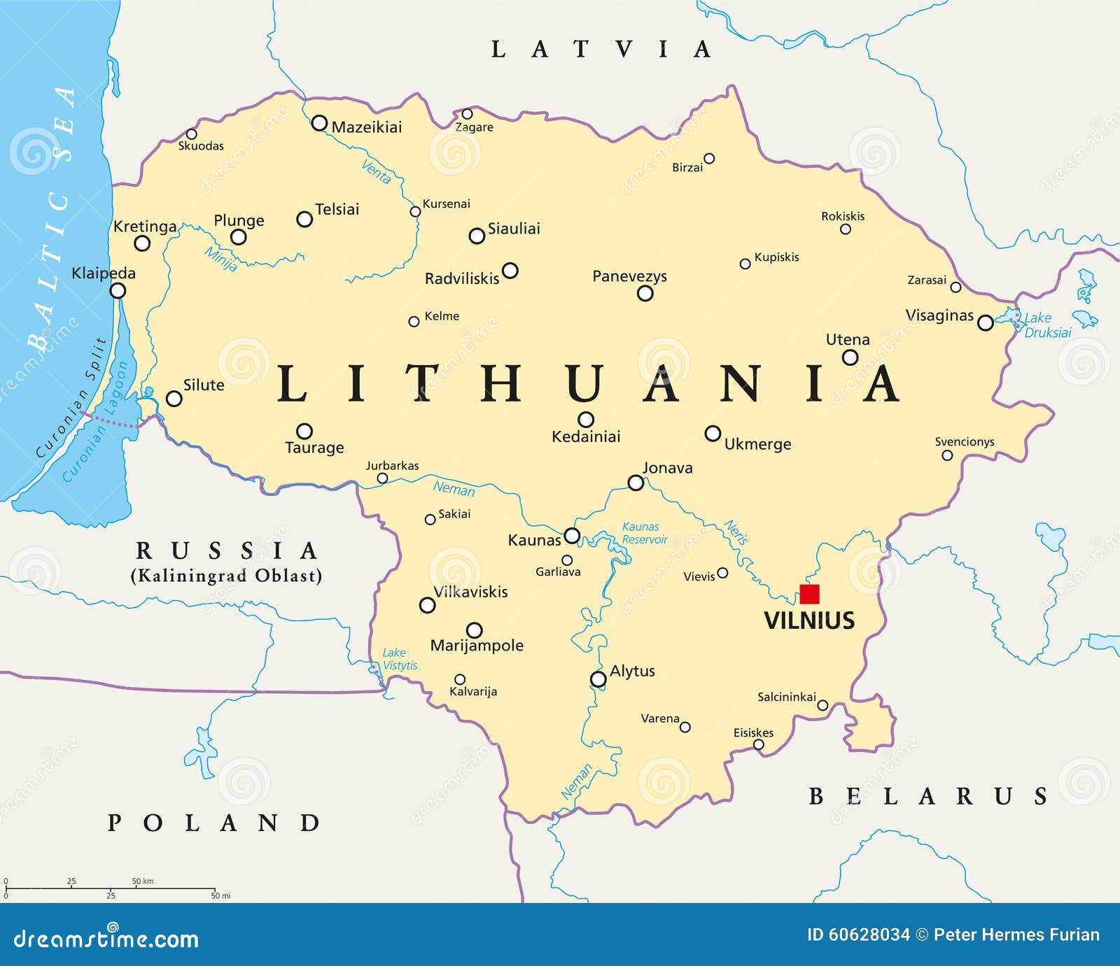 Lithuania Political Map Of Administrative Divisions Vector Illustration lithuania-political-map-of-administrative-divisions-vector-illustration