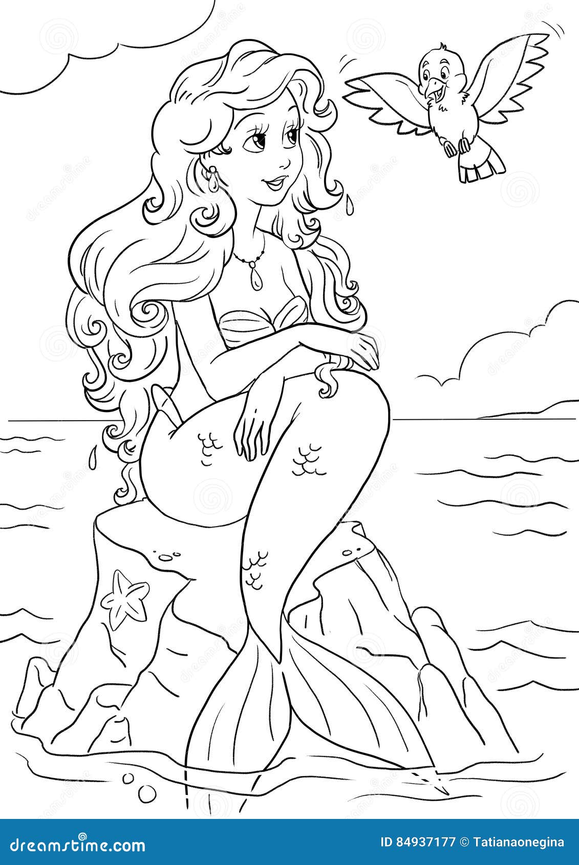litter mermaid coloring page