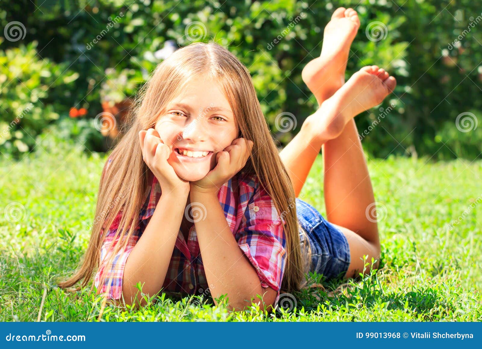 Little Girl Lying Grass