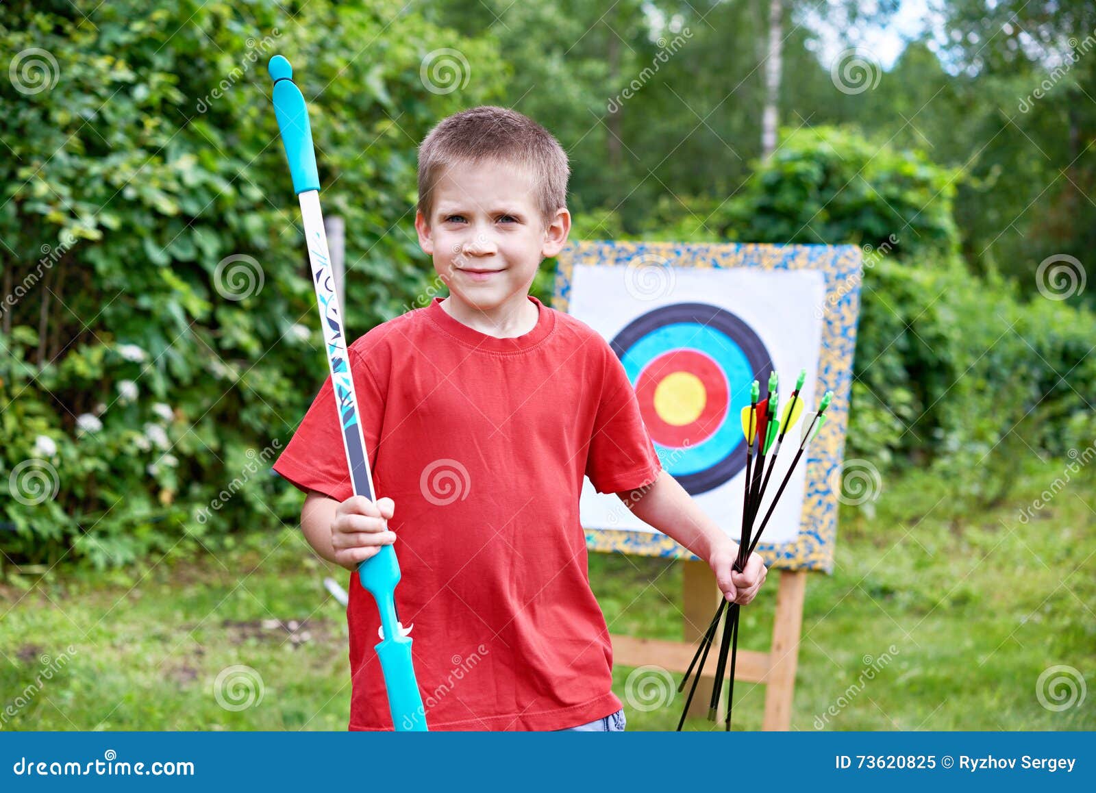 Little Archer with Bow and Arrows Stock Image Image of skill, child