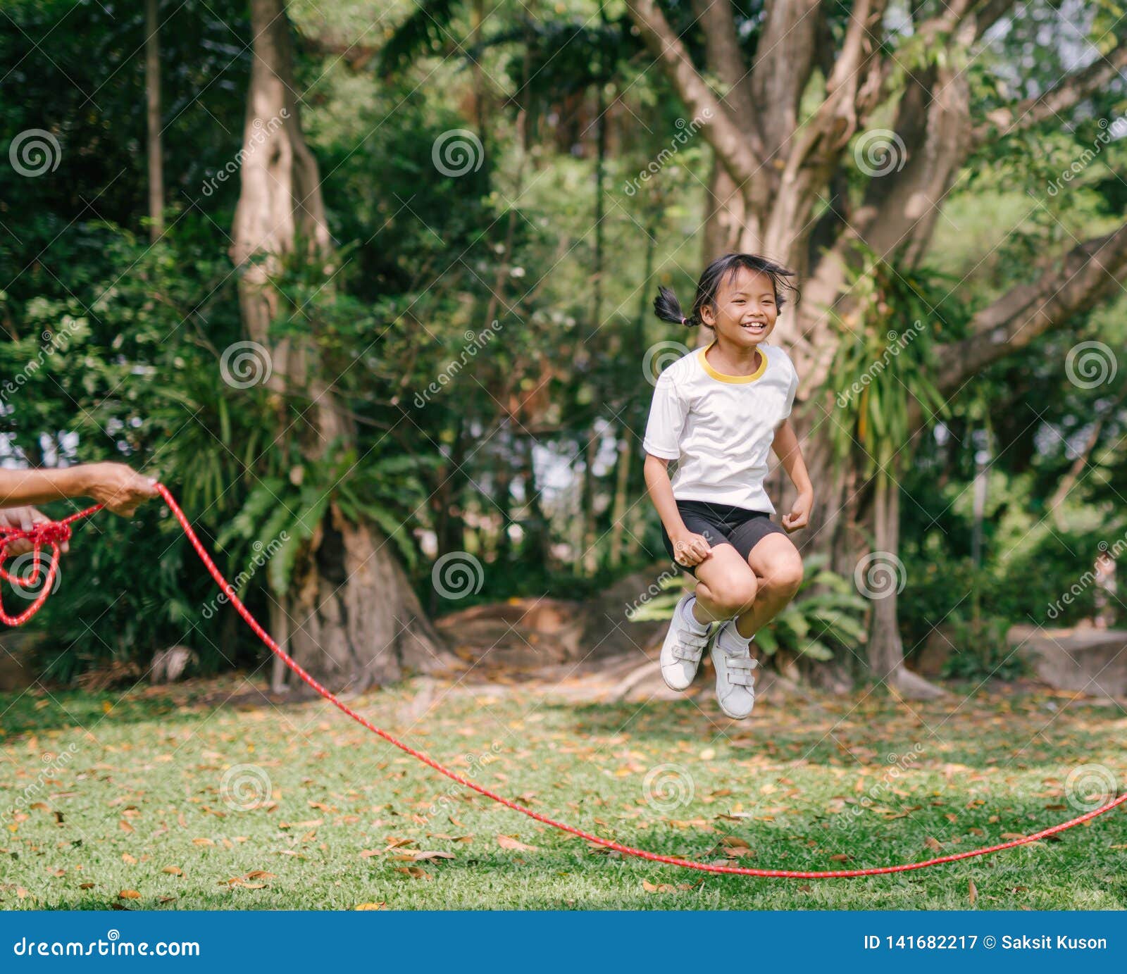 asian girl skipping