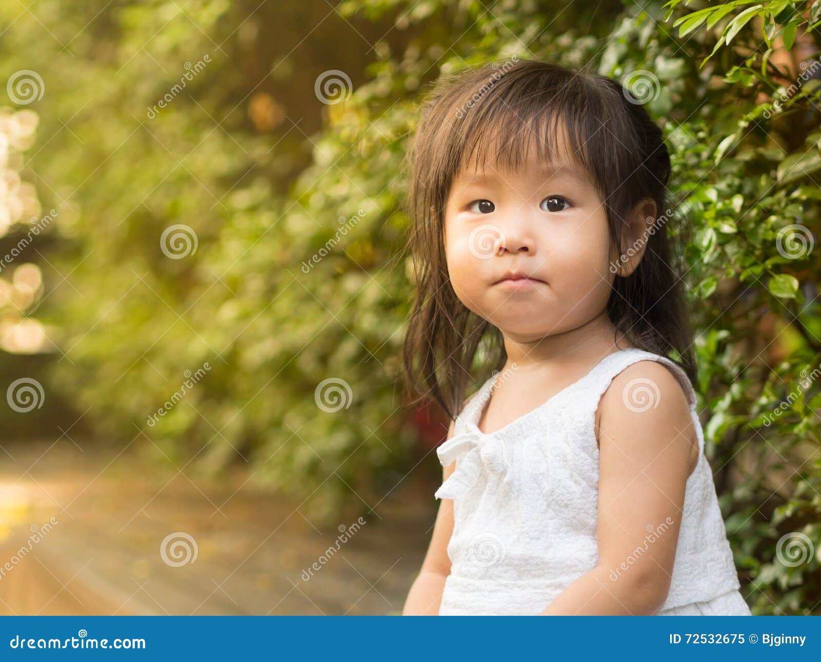 Little Asian Girl Sit in the Garden Stock Image - Image of garden ...