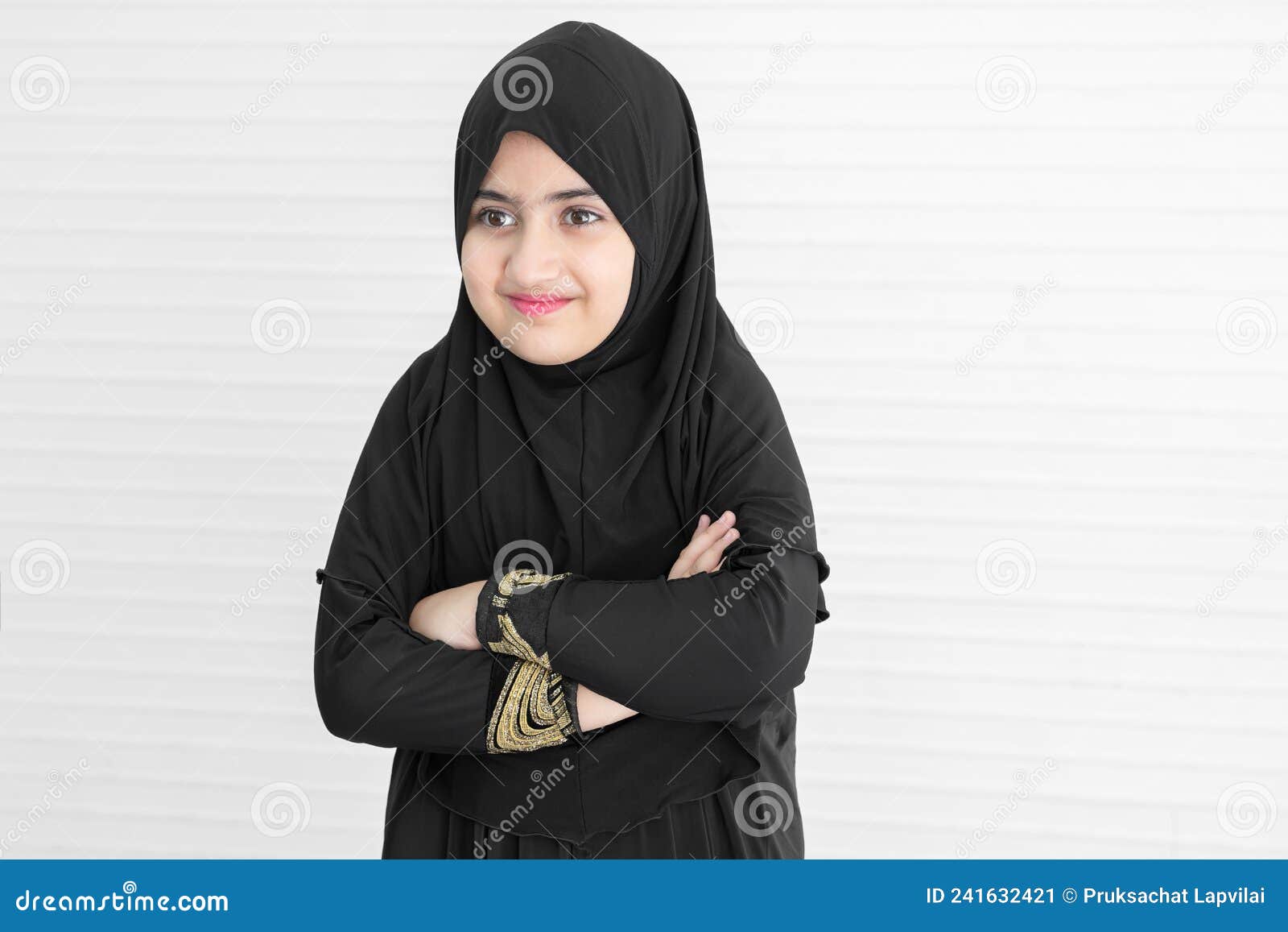 Pak Muslim Black Hijab Porntube - Little Asian Pakistani Muslim Girl Wearing Black Hijab with Beautiful Eyes  is Smiling and Standing with Arms Crossed Stock Image - Image of hand,  faith: 241632421