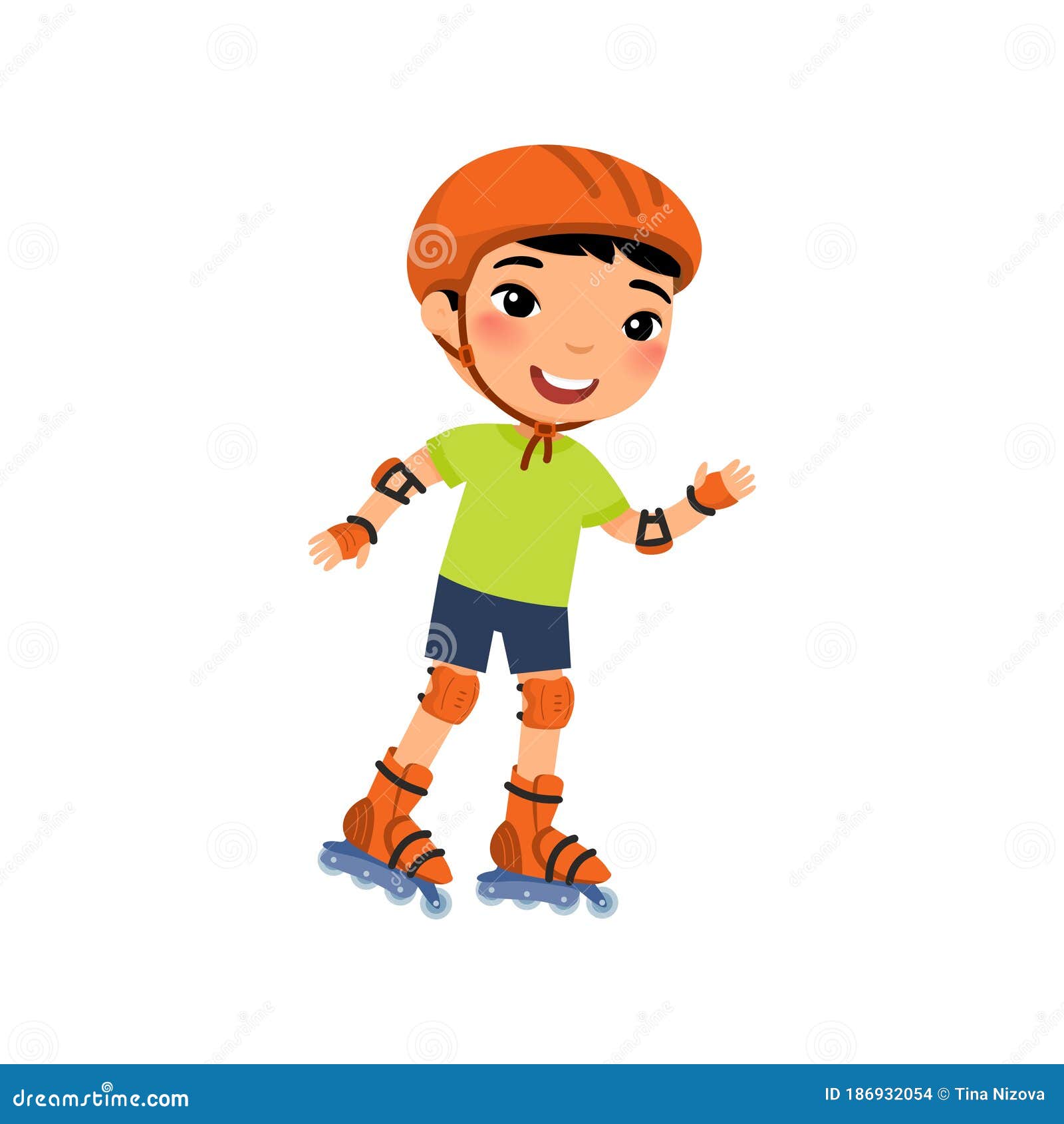 Little Asian Sportsman with Roller Skating Flat Vector Illustration. Cute  Little Boy Self Balancing Roller Skate Cartoon Character Stock Vector -  Illustration of person, character: 186932054