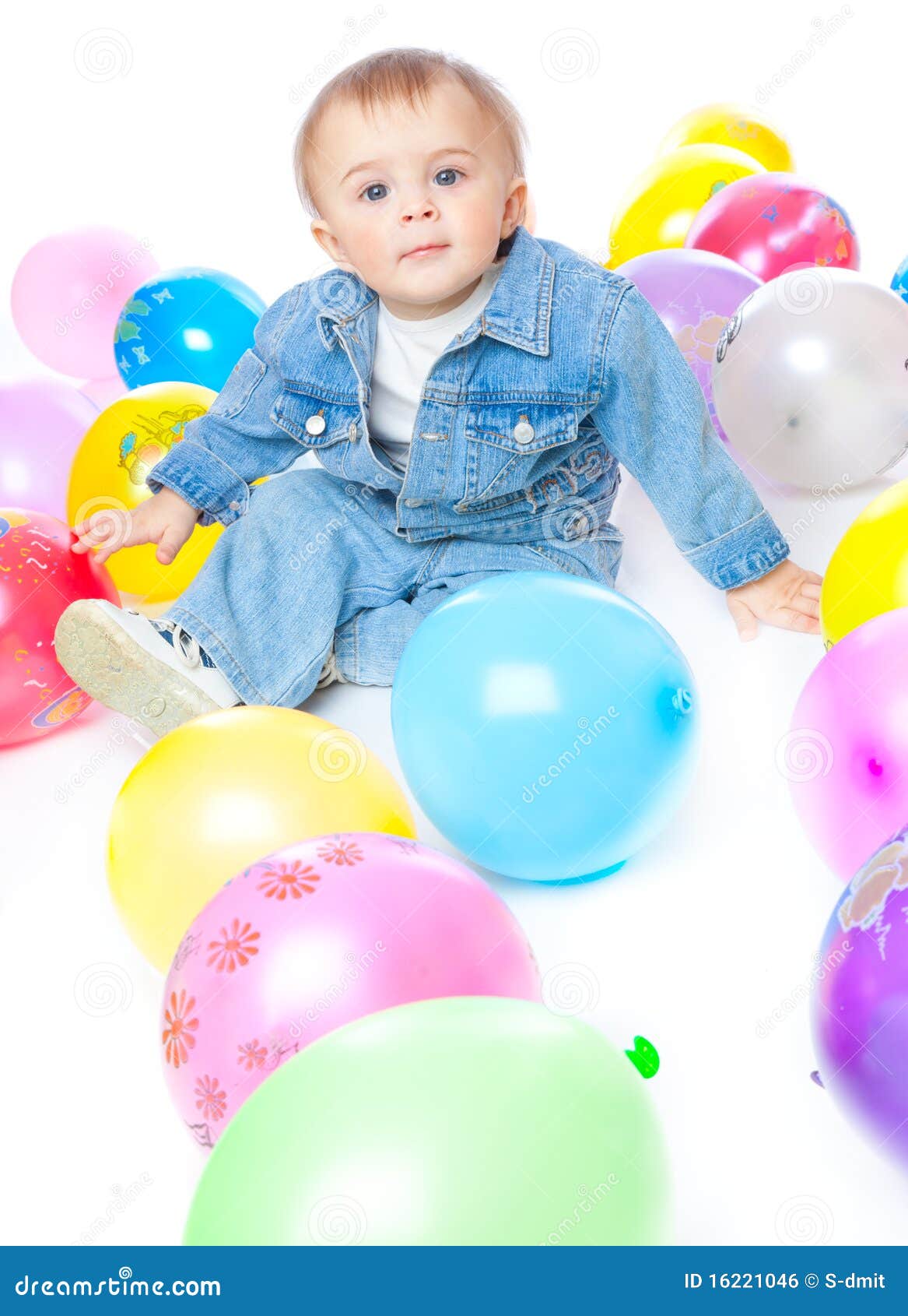 Little baby in balloons stock photo. Image of laugh, isolated - 16221046