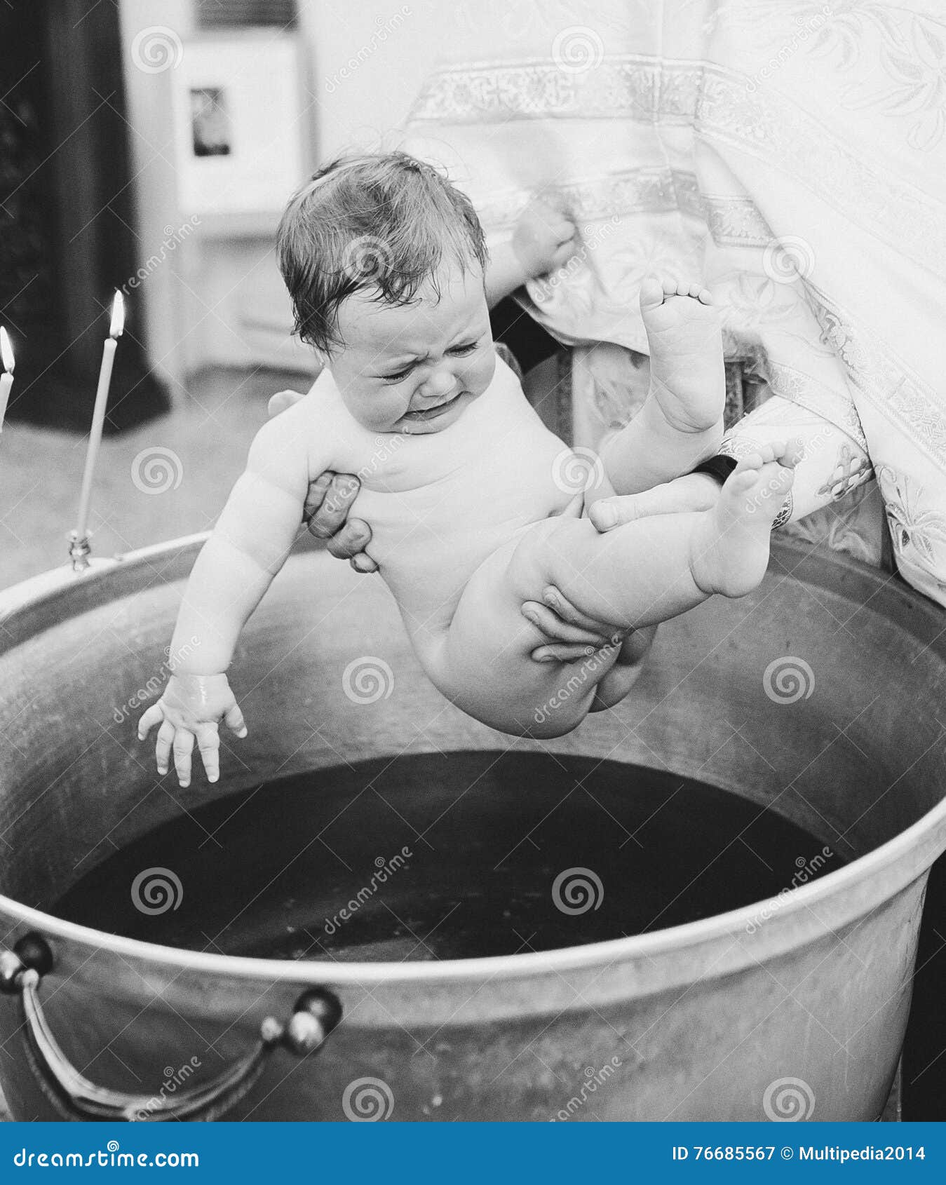 Little Baby Baptism In Church Stock Image - Image of ...