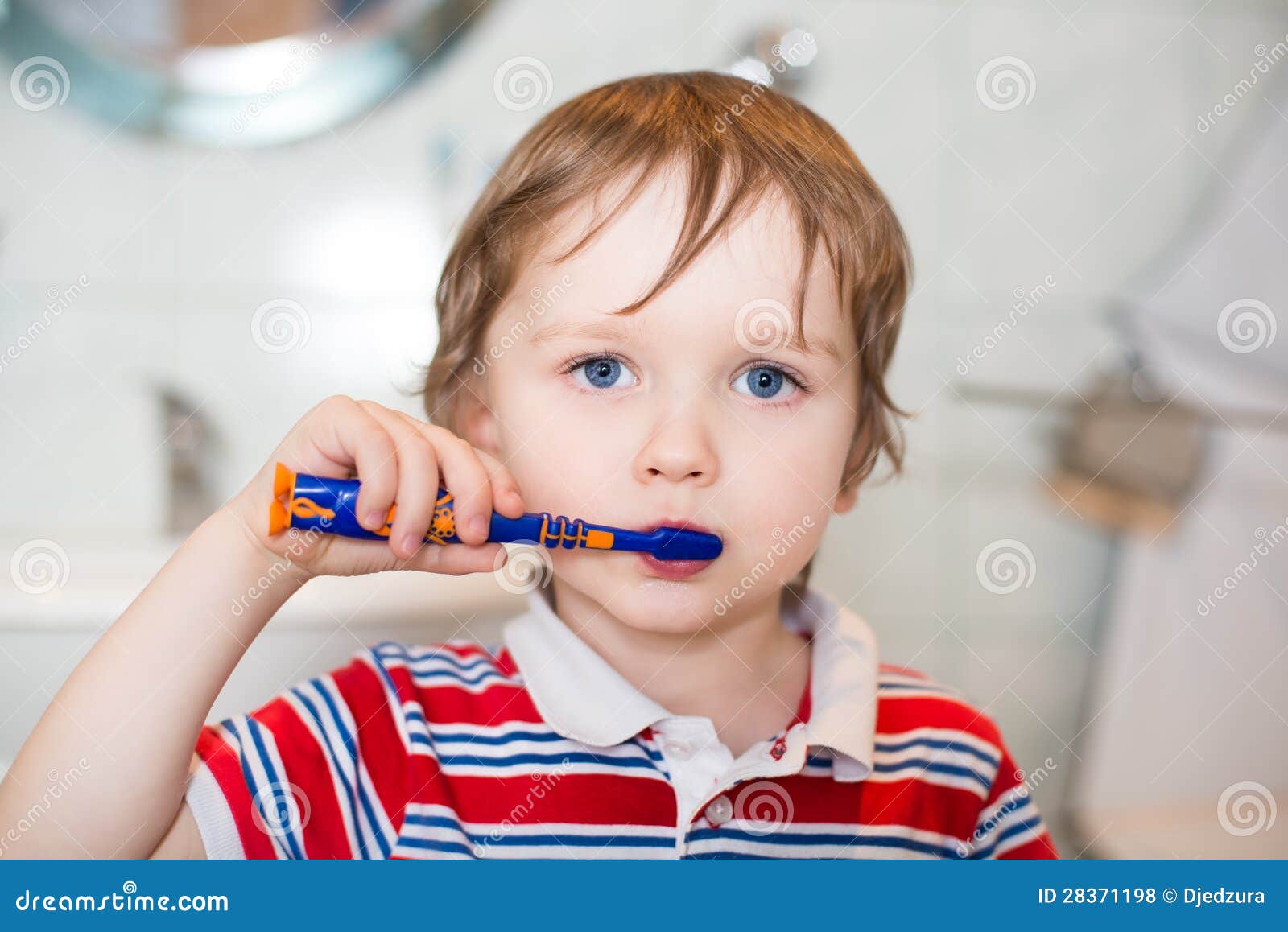 Little Baby Boy Brushing His Teeth in Bathroom Stock Photo Image of clean, oral 28371198