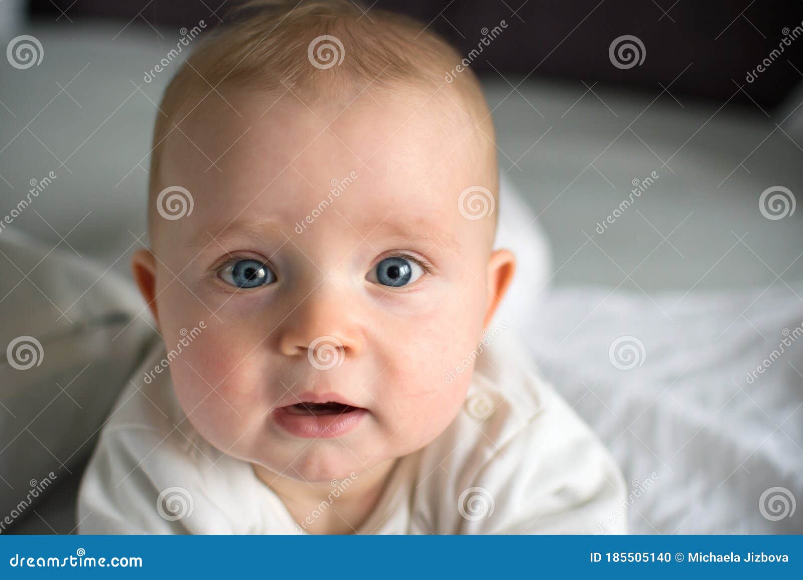 Little Baby Boy Half Year Old Laying and Smiling Stock Photo - Image of ...