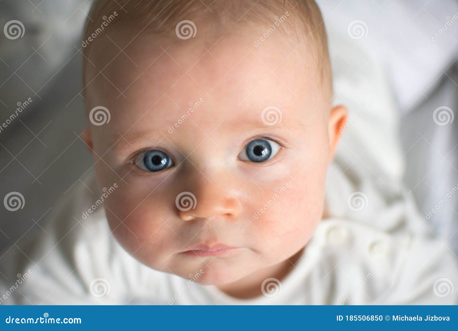 Little Baby Boy Half Year Old Laying and Smiling, Topview Stock Photo ...